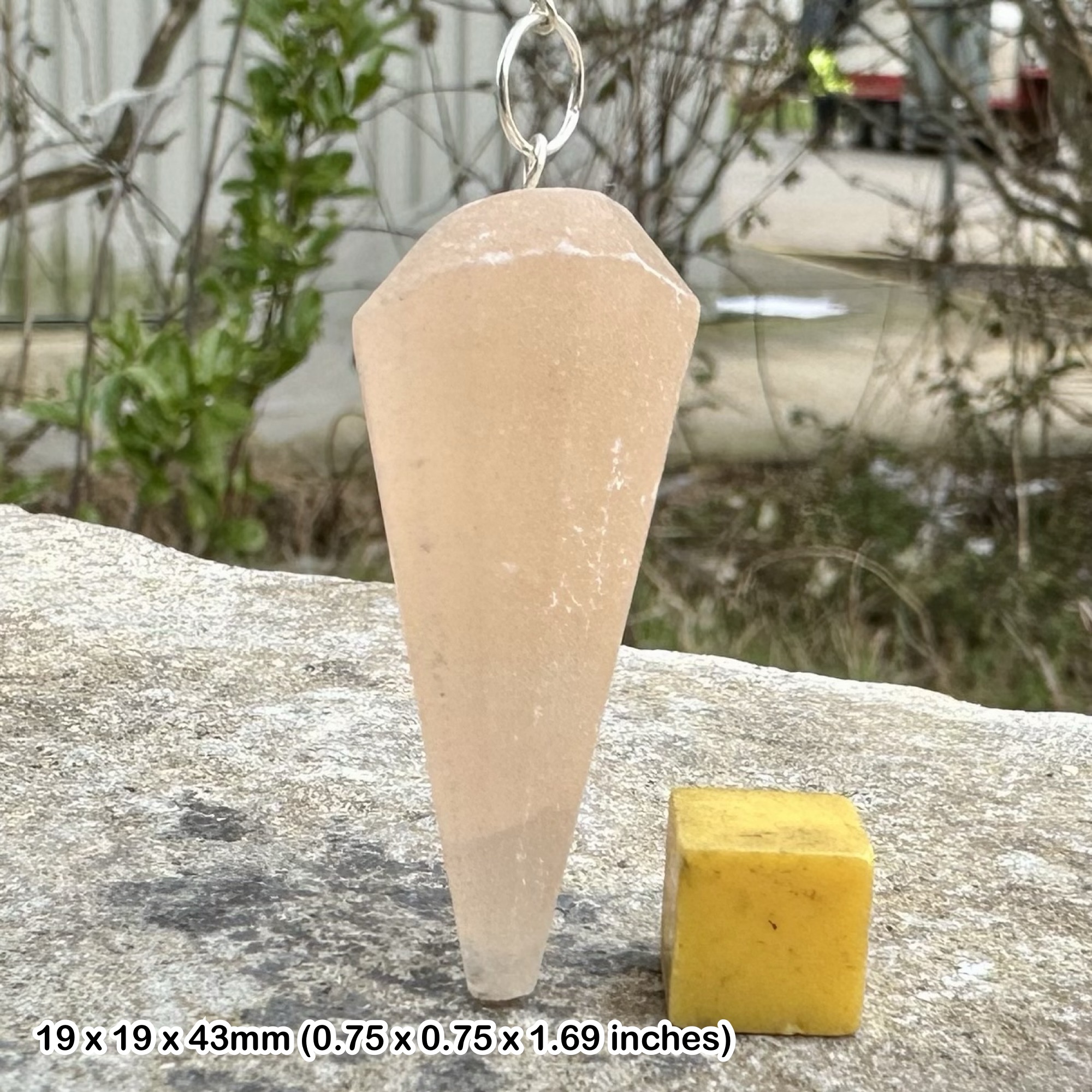 Orange Selenite Faceted Pendulum Genuine Gypsum Crystal Mineral Piece Natural Satin Spar Collectors Gift with Certificate of Authenticity