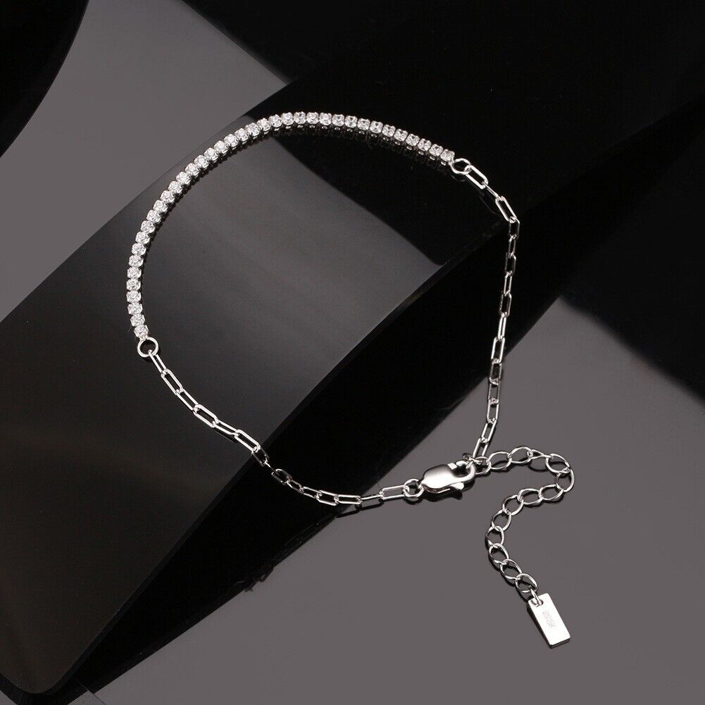 Adjustable TENNIS BRACELET- 925 Sterling silver&CZ- Sparkling strand- 1.8 g-2 mm