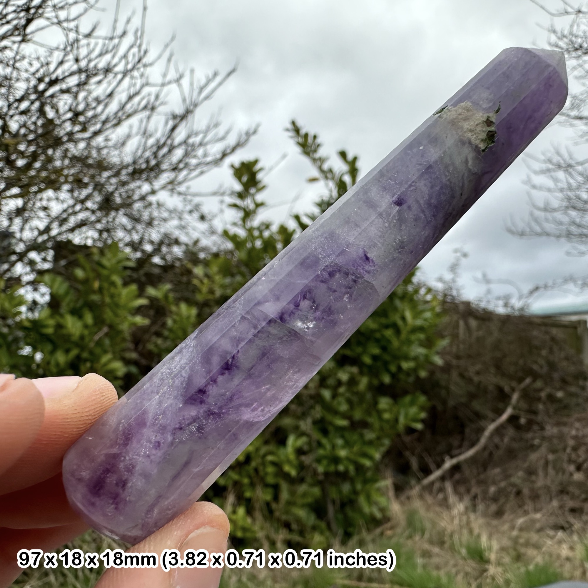 Purple fluorite faceted massage wand