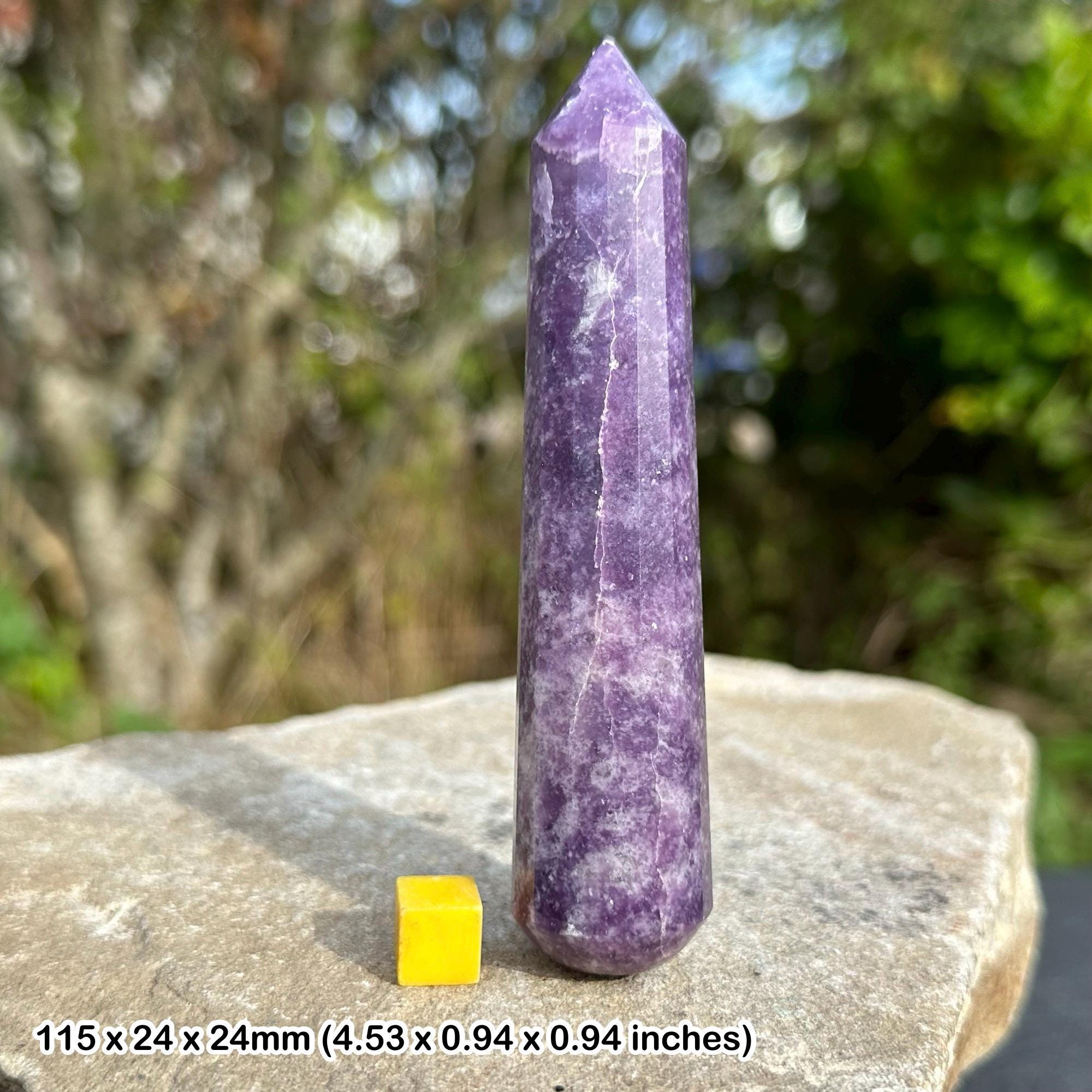 Lepidolite crystal massage wand - faceted, genuine Spiritual mineral for spiritual energy