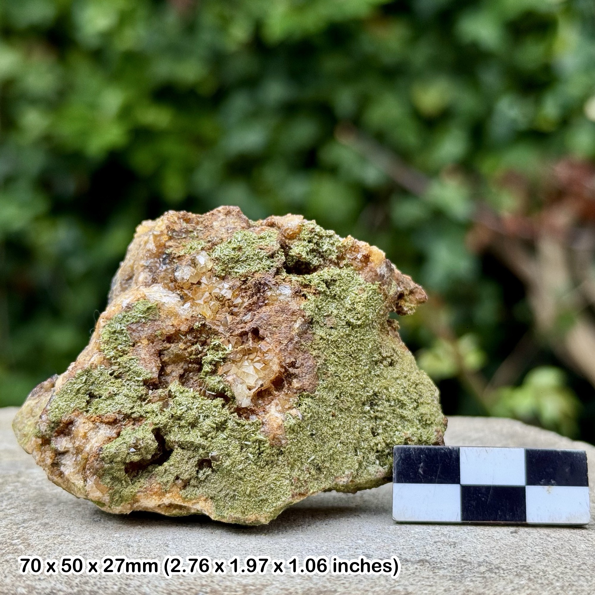 Green Epidote Crystals in Yellow Calcite Peru Natural Mineral Specimen Collector Display Crystal with Certificate of Authenticity