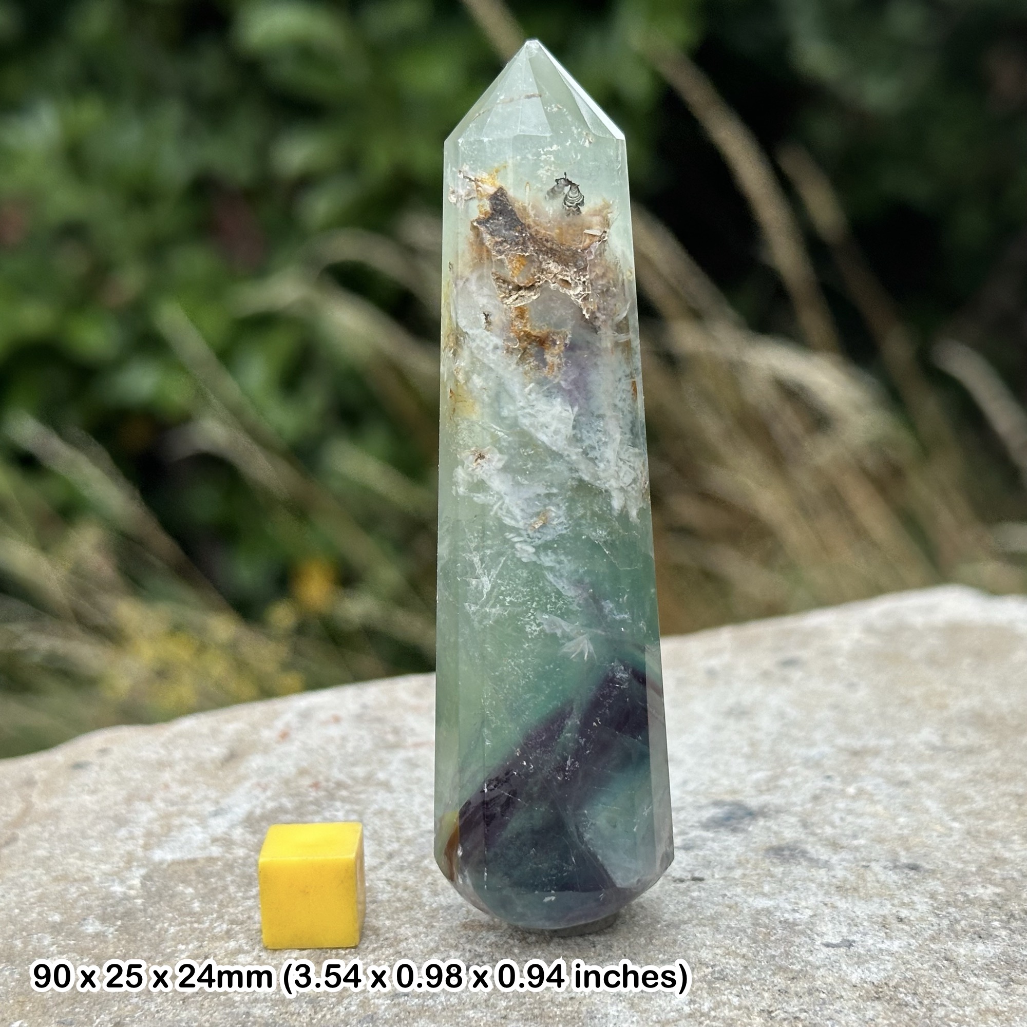 Multi Fluorite Faceted Massage Wand Crystal Genuine Rainbow Fluorite Polished Point Specimen Gift with Certificate