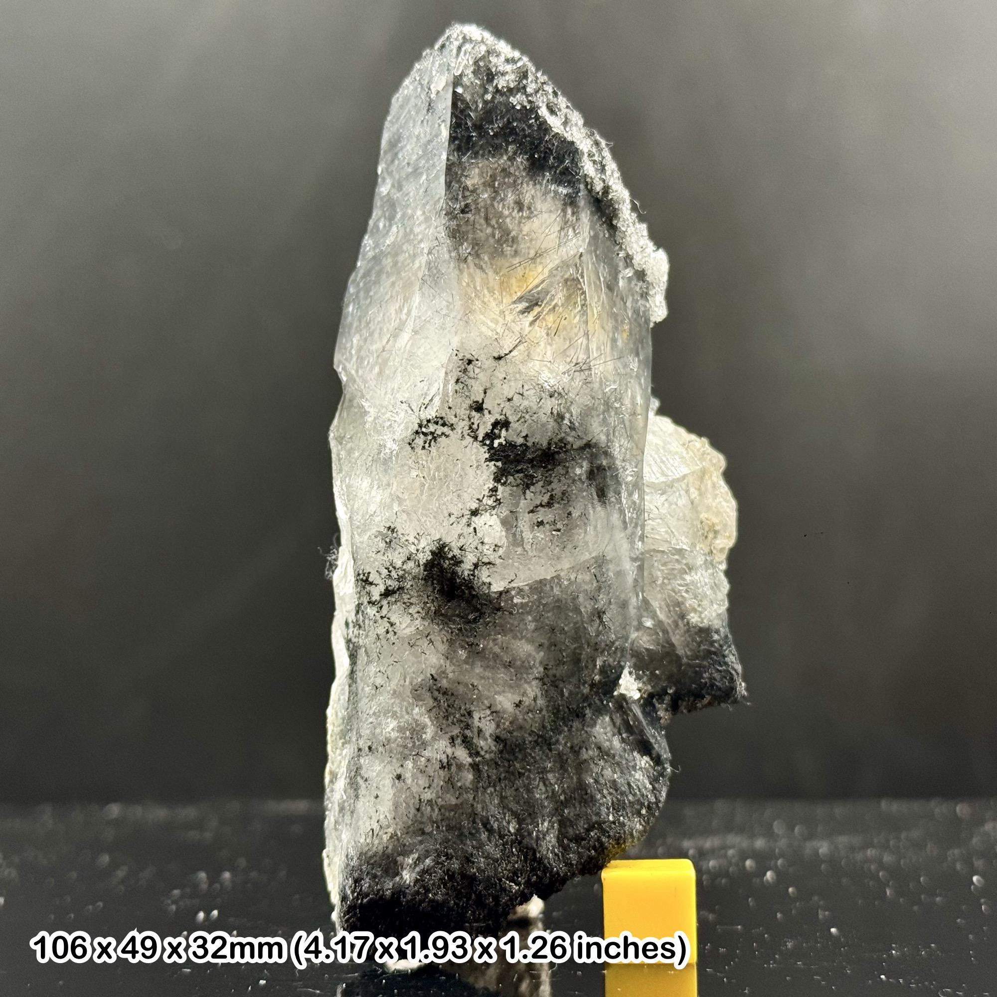 Rare Laser Quartz Crystal with Black Tourmaline Inclusions Natural Specimen from Skardu Pakistan with Certificate of Authenticity