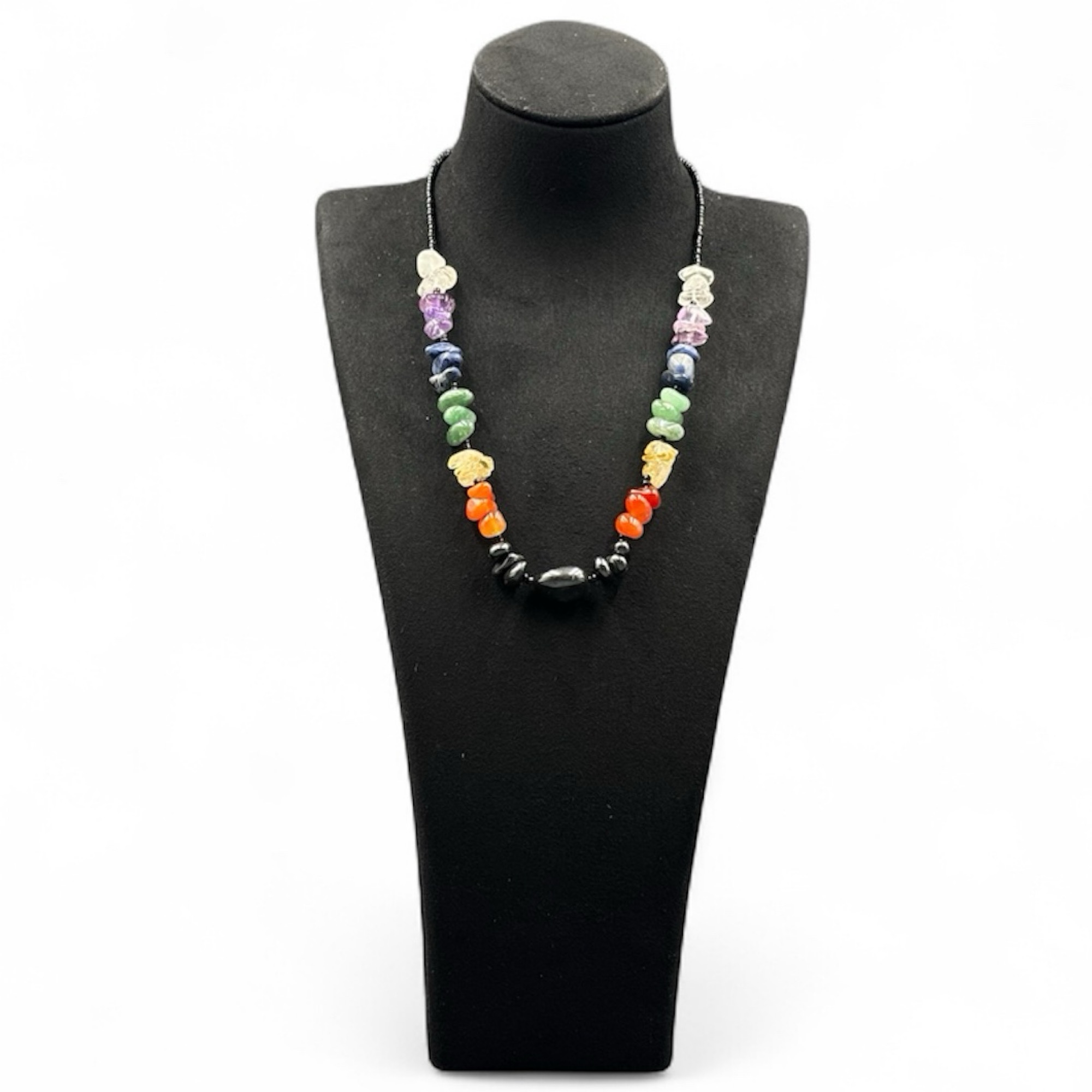 Chakra Stones Necklace British Handmade Devon 16 Inch Natural Gemstone Crystal Jewellery Gift with COA