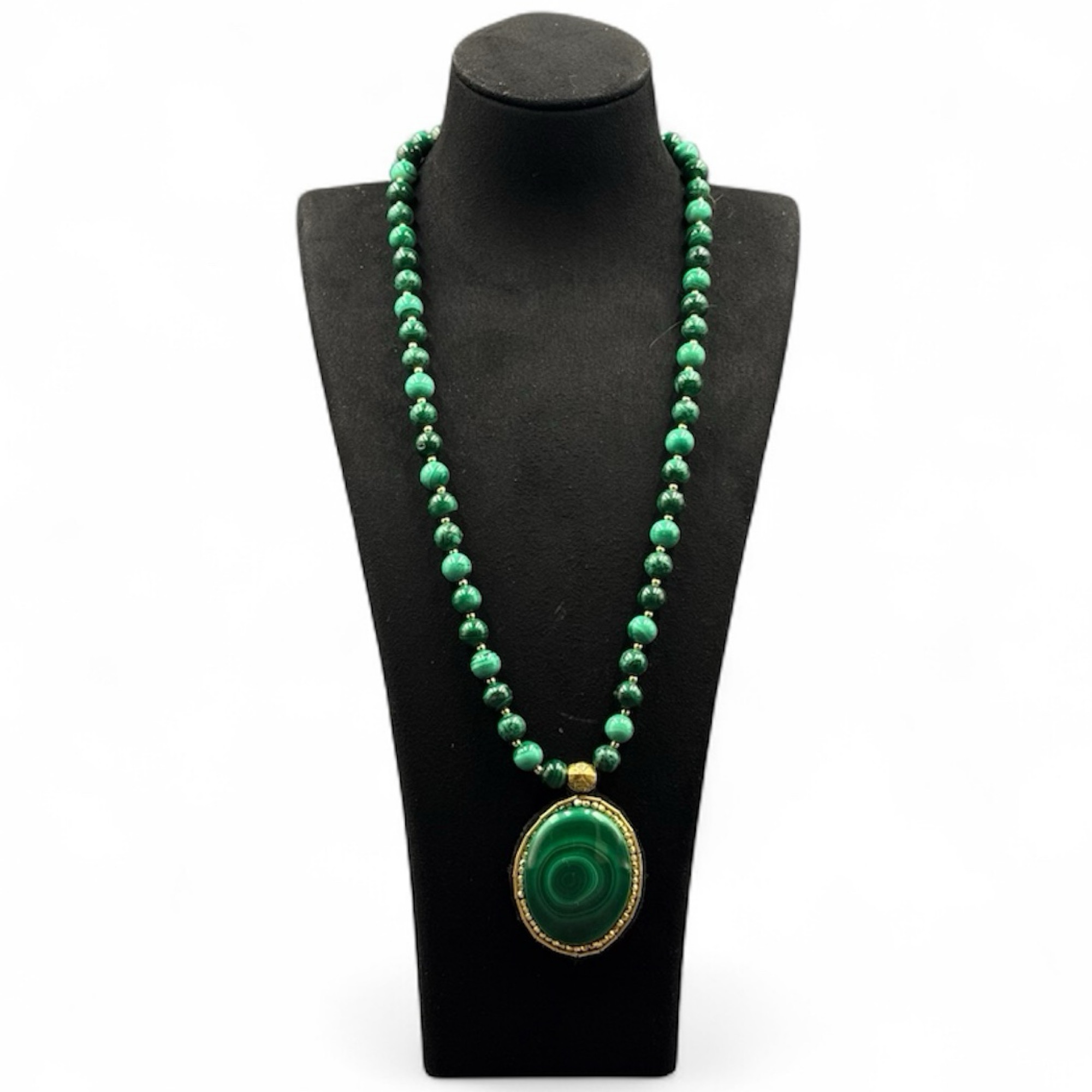 Synthetic Malachite Necklace Handmade in Devon 20" – British Artisan Gemstone Jewellery with Certificate of Authenticity