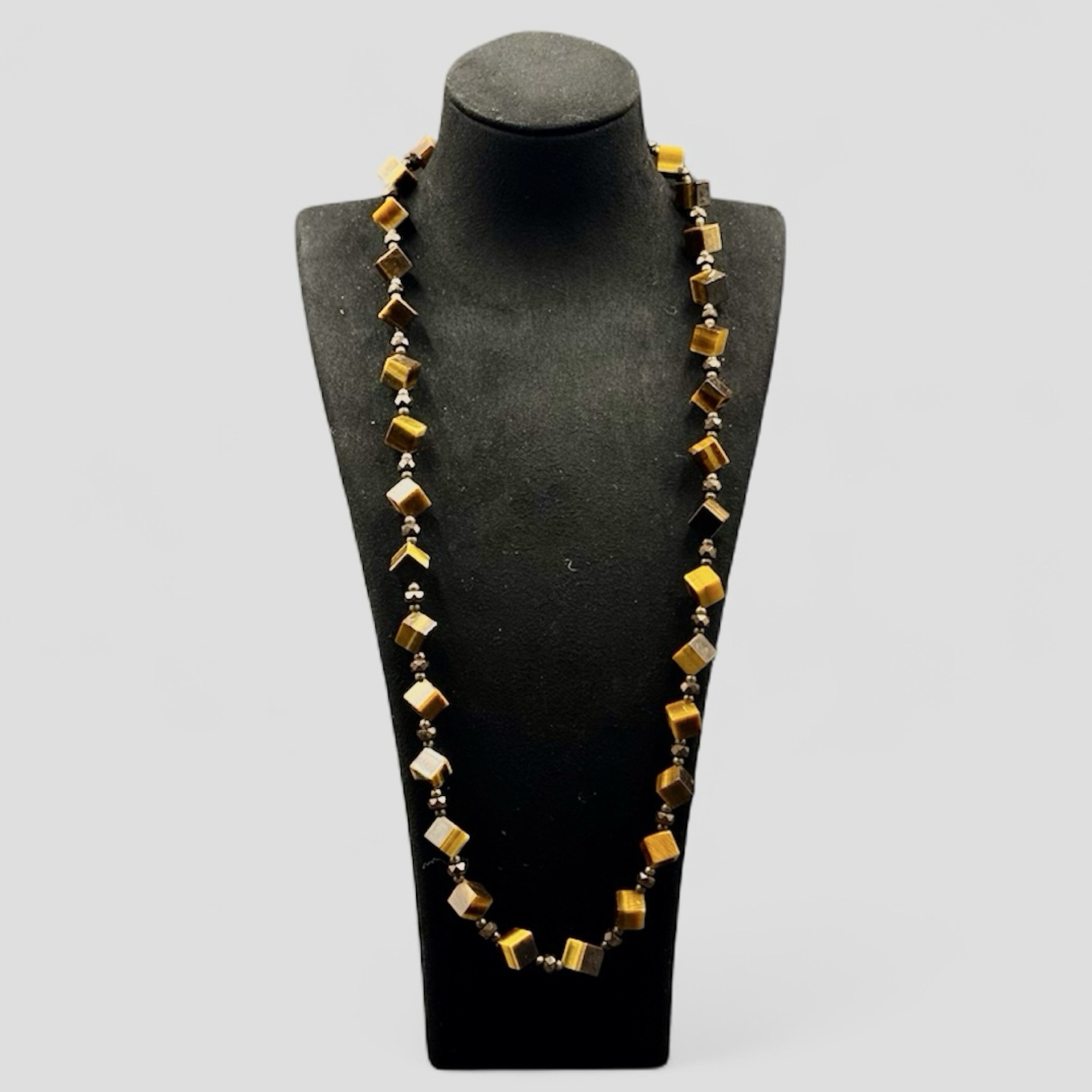 Synthetic Tiger Eye Necklace 24 Inch British Handmade Devon Jewellery with Certificate of Authenticity