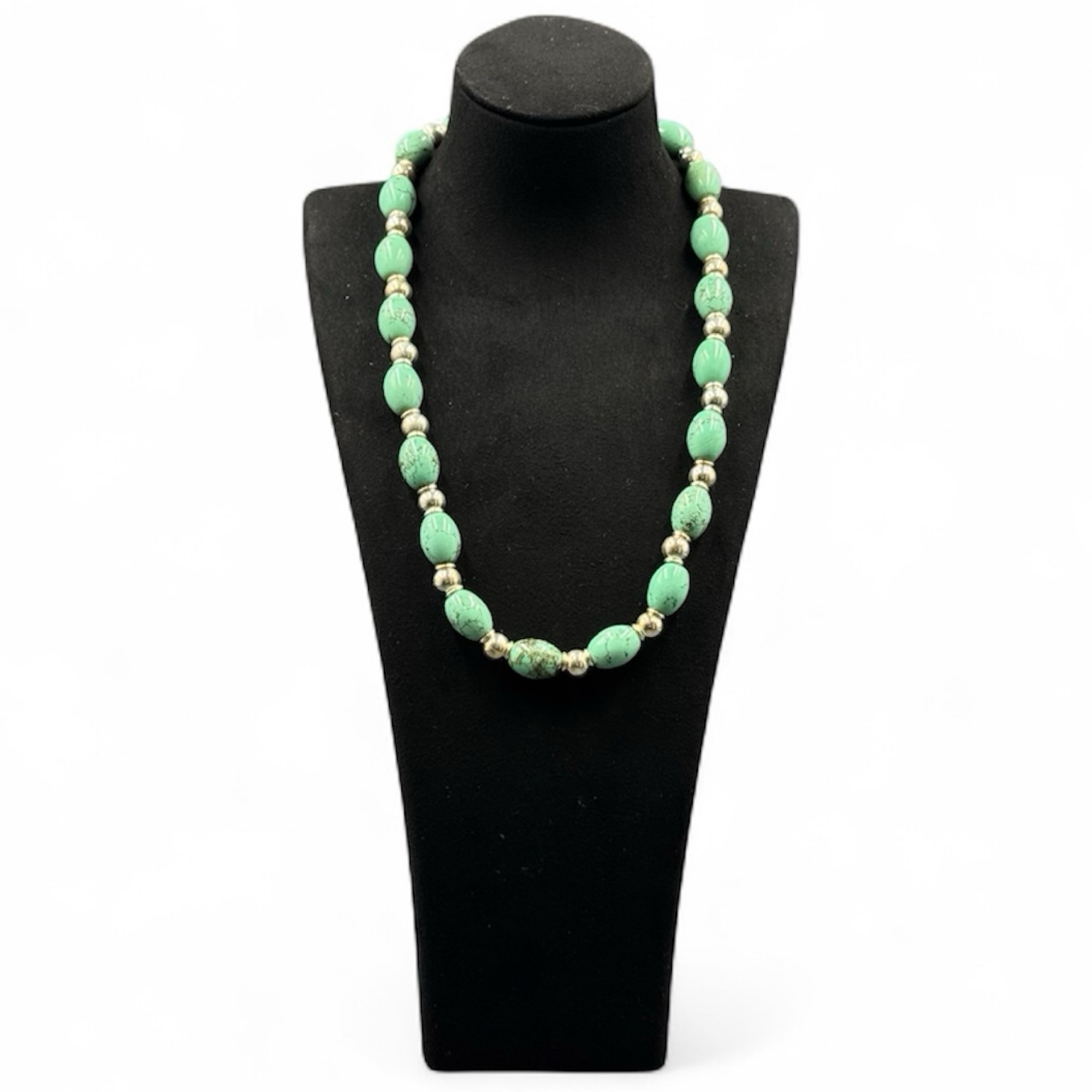 Turquoise Howlite Necklace 17 Inch British Handmade Devon Genuine Stone with Certificate of Authenticity