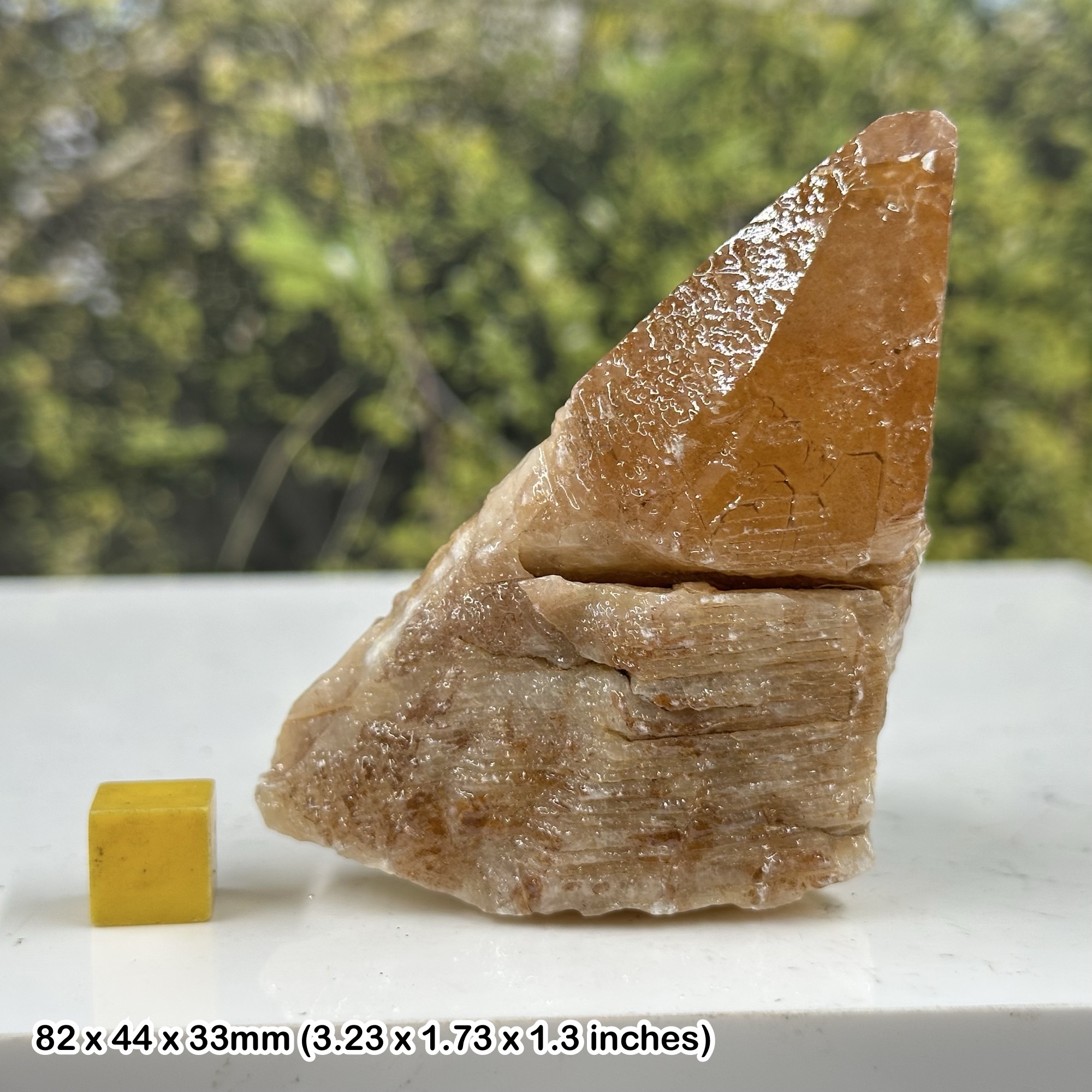 Orange Calcite Point Natural Mineral Burma Polished Crystal 30–70mm Genuine Specimen with Certificate of Authenticity