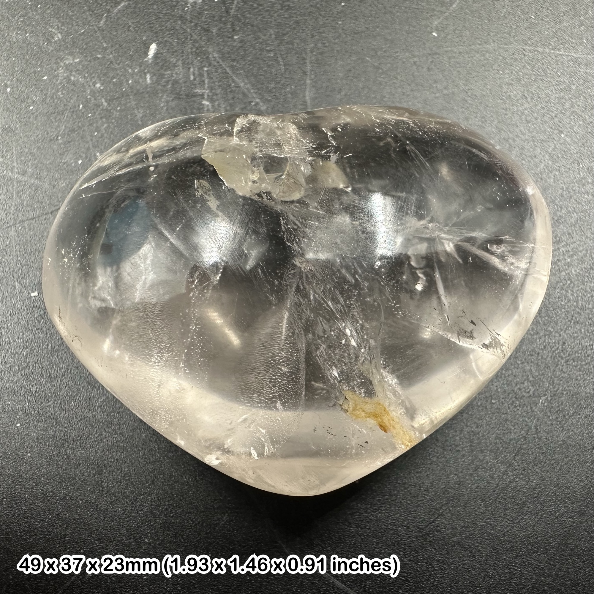 Quartz Puff Heart Natural Clear Quartz Crystal Polished Heart Mineral Stone