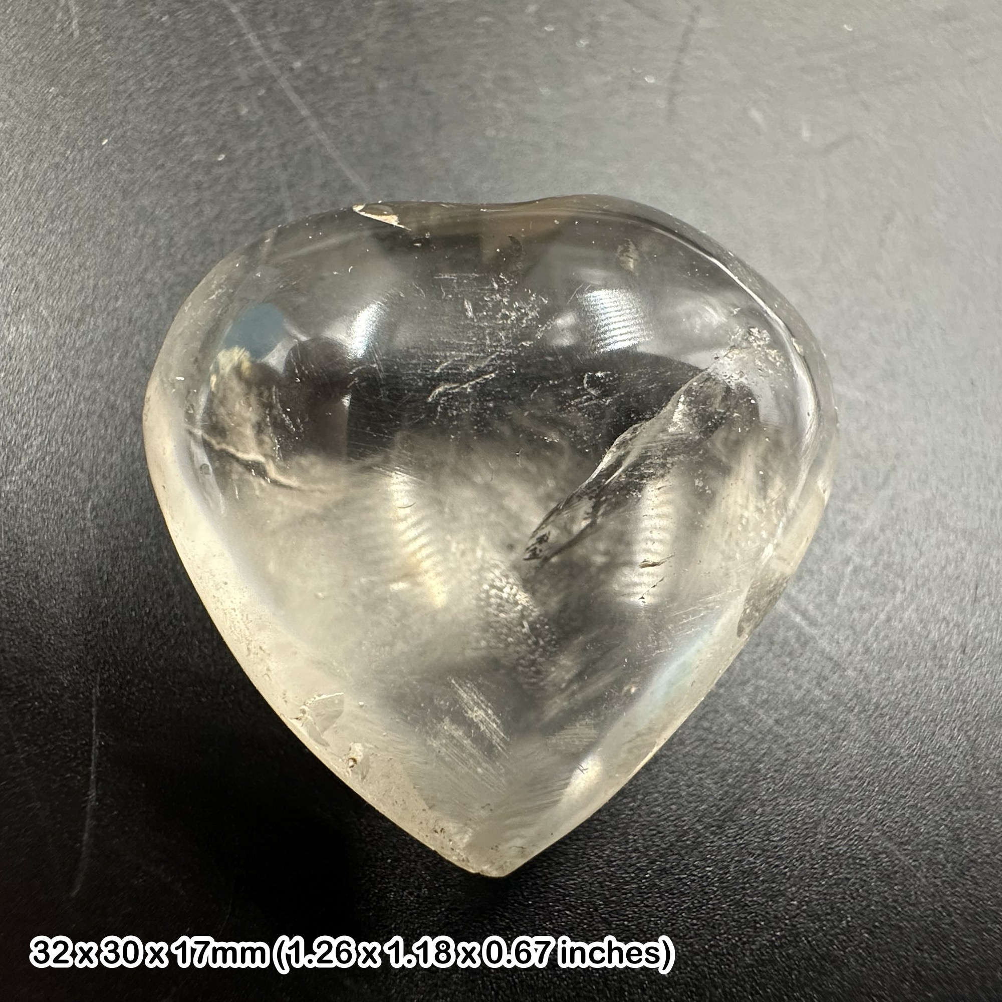 Clear Quartz Puff Heart Natural Rock Crystal Quartz Polished Heart Mineral