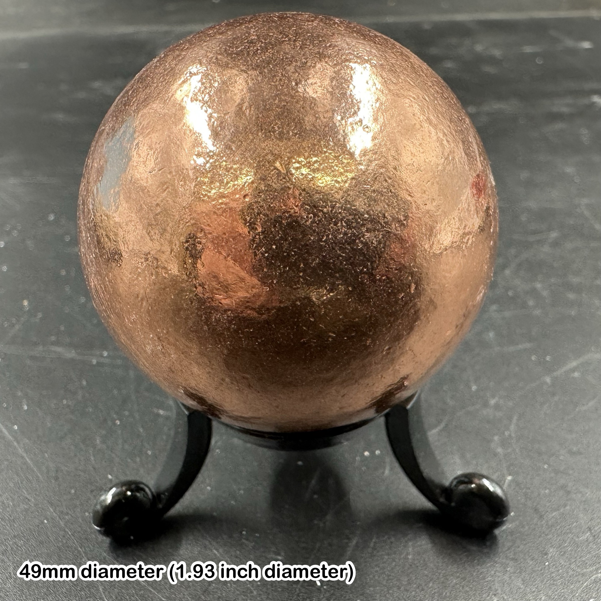 Copper Ball Sphere 50–65mm Natural Native Metal Mineral Utah USA | Genuine Polished Copper Sphere Specimen with Certificate of Authenticity