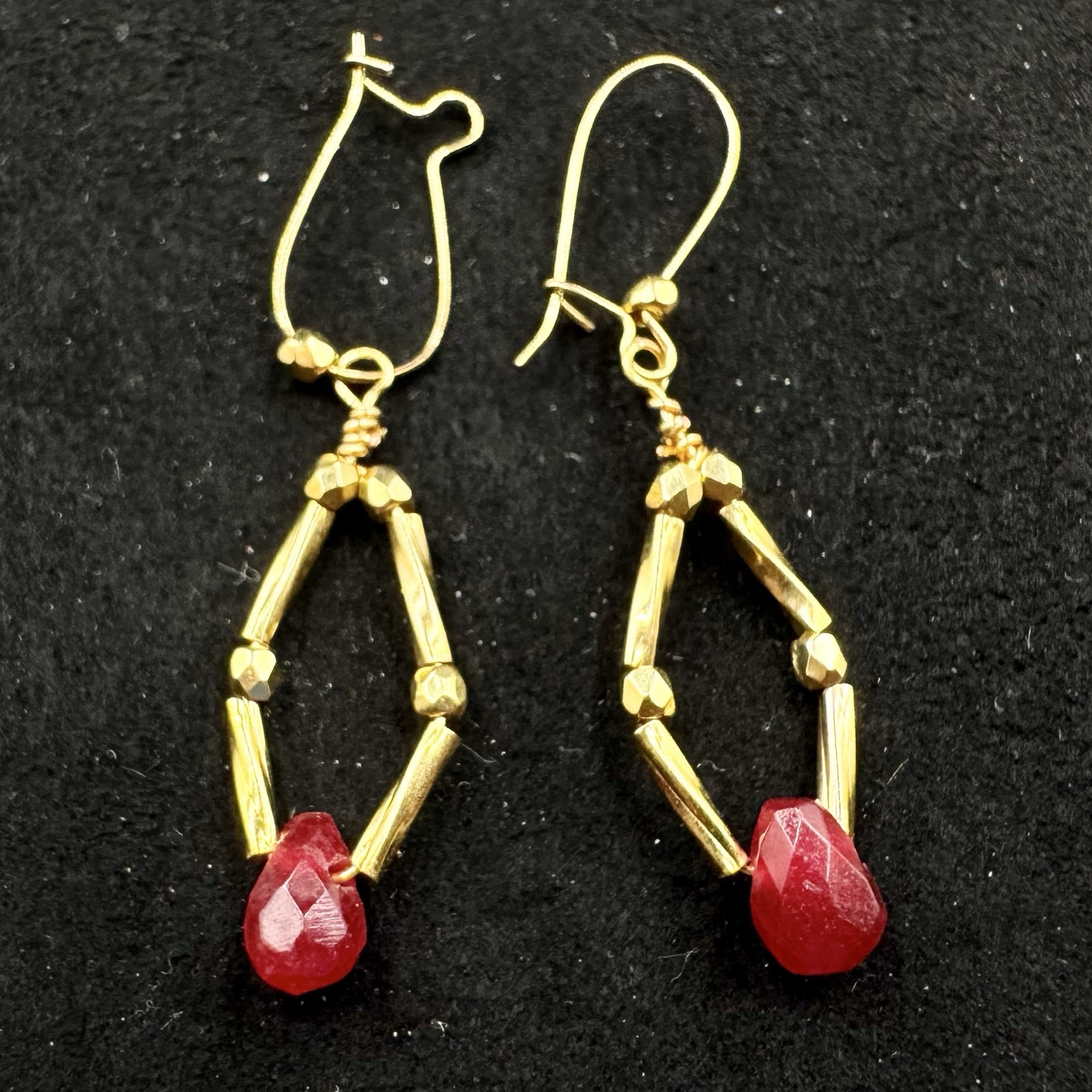 Red Gem Earrings British Handmade Devon Genuine Natural Gemstone Jewellery with Certificate of Authenticity