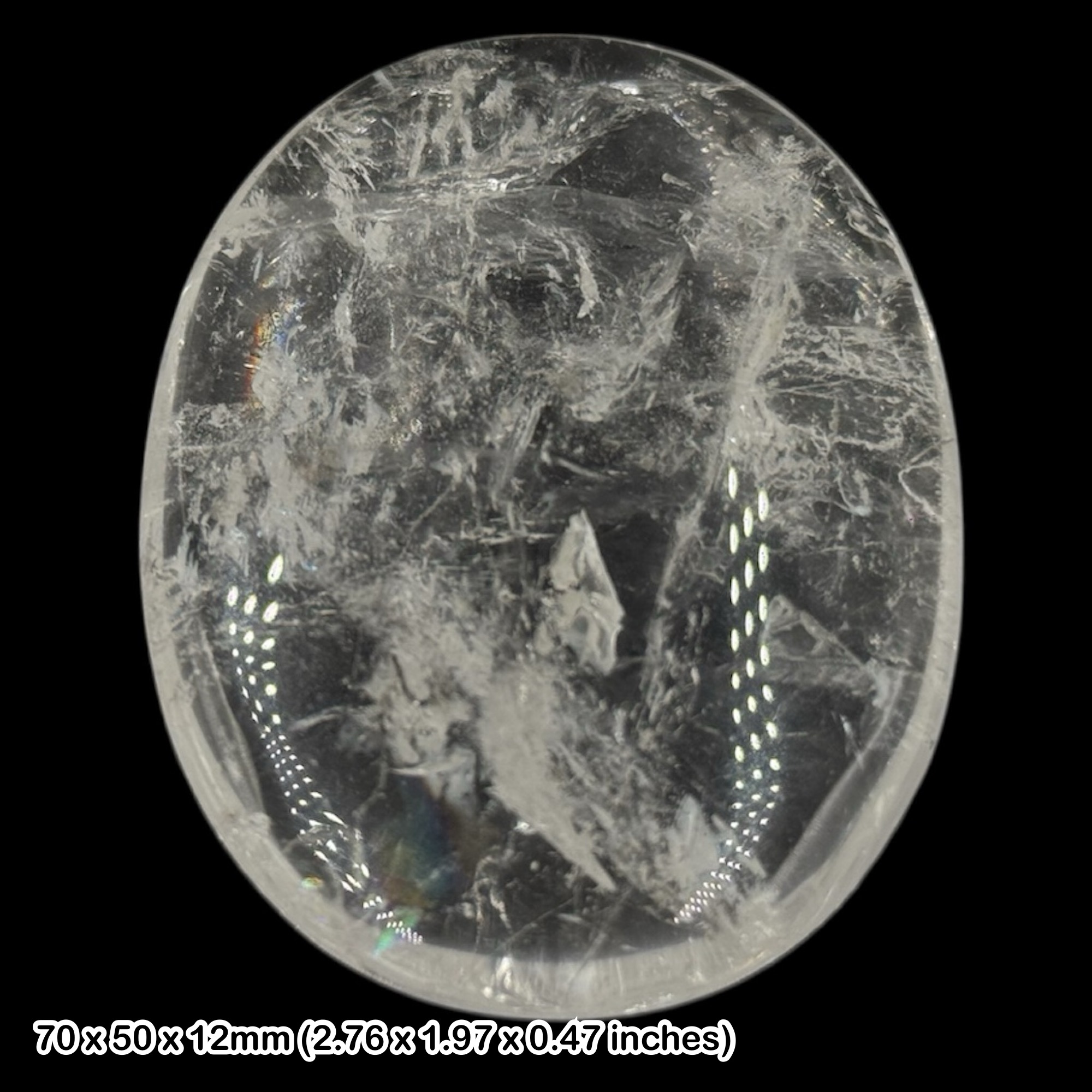 High Grade Rock Crystal Palmstone Polished Natural Clear Quartz Gemstone with Certificate of Authenticity