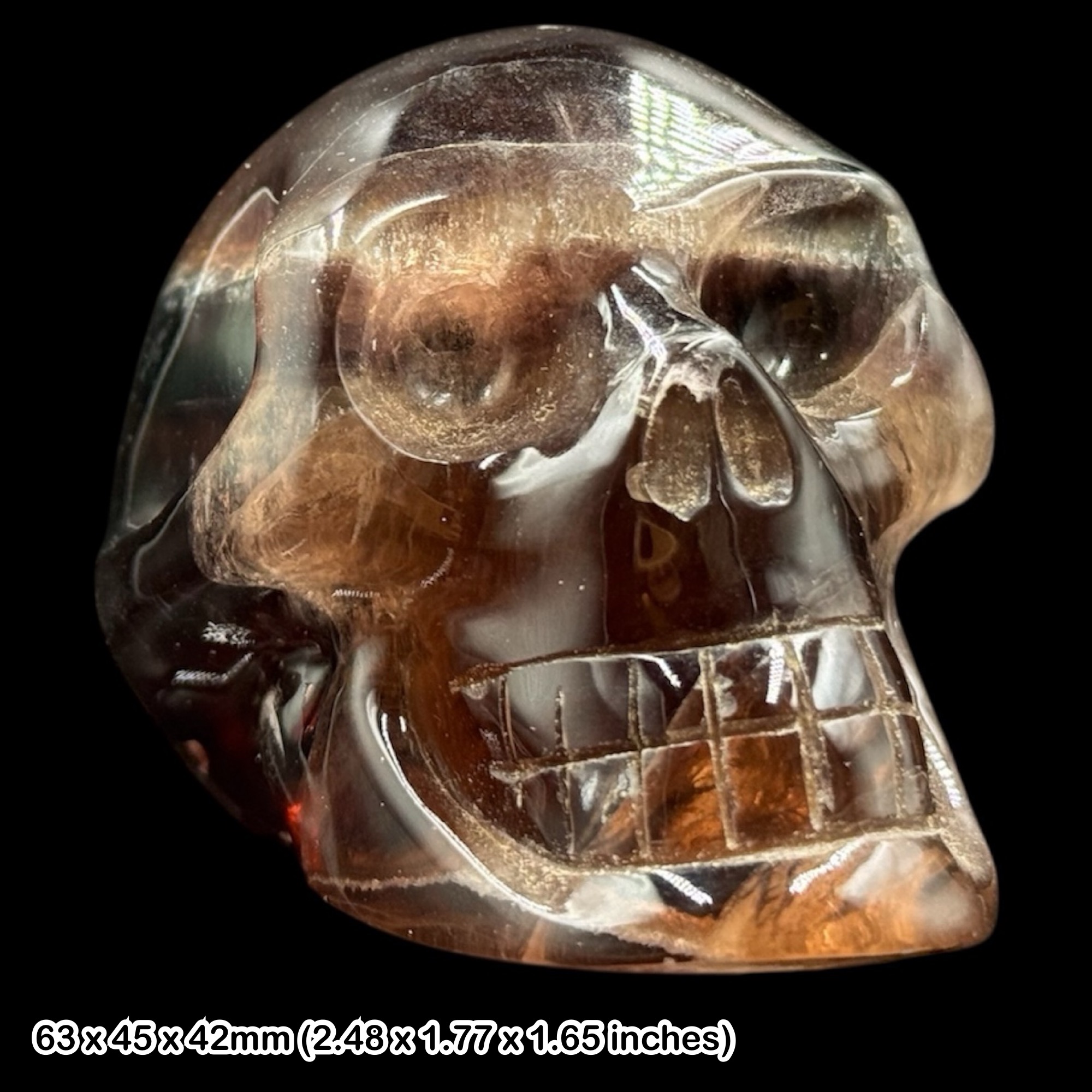 Starstone Skull Carving Genuine Blue Goldstone Style Crystal Sculpture Natural Stone With Certificate of Authenticity