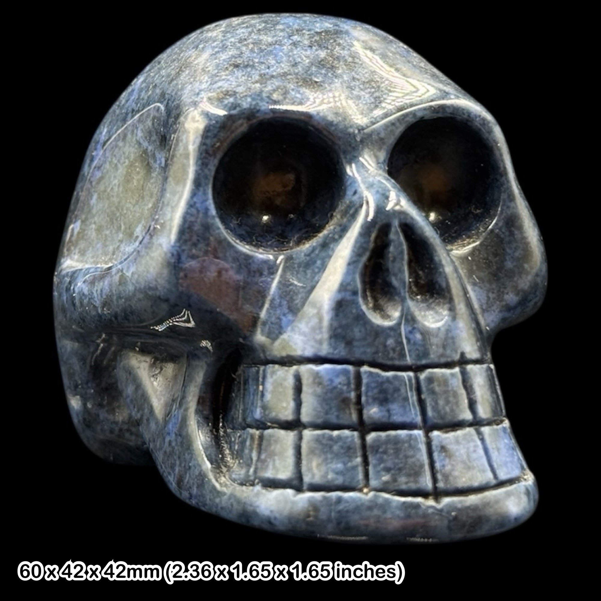 Sodalite Skull Carving Genuine Blue Stone Crystal Sculpture Natural Mineral With Certificate of Authenticity