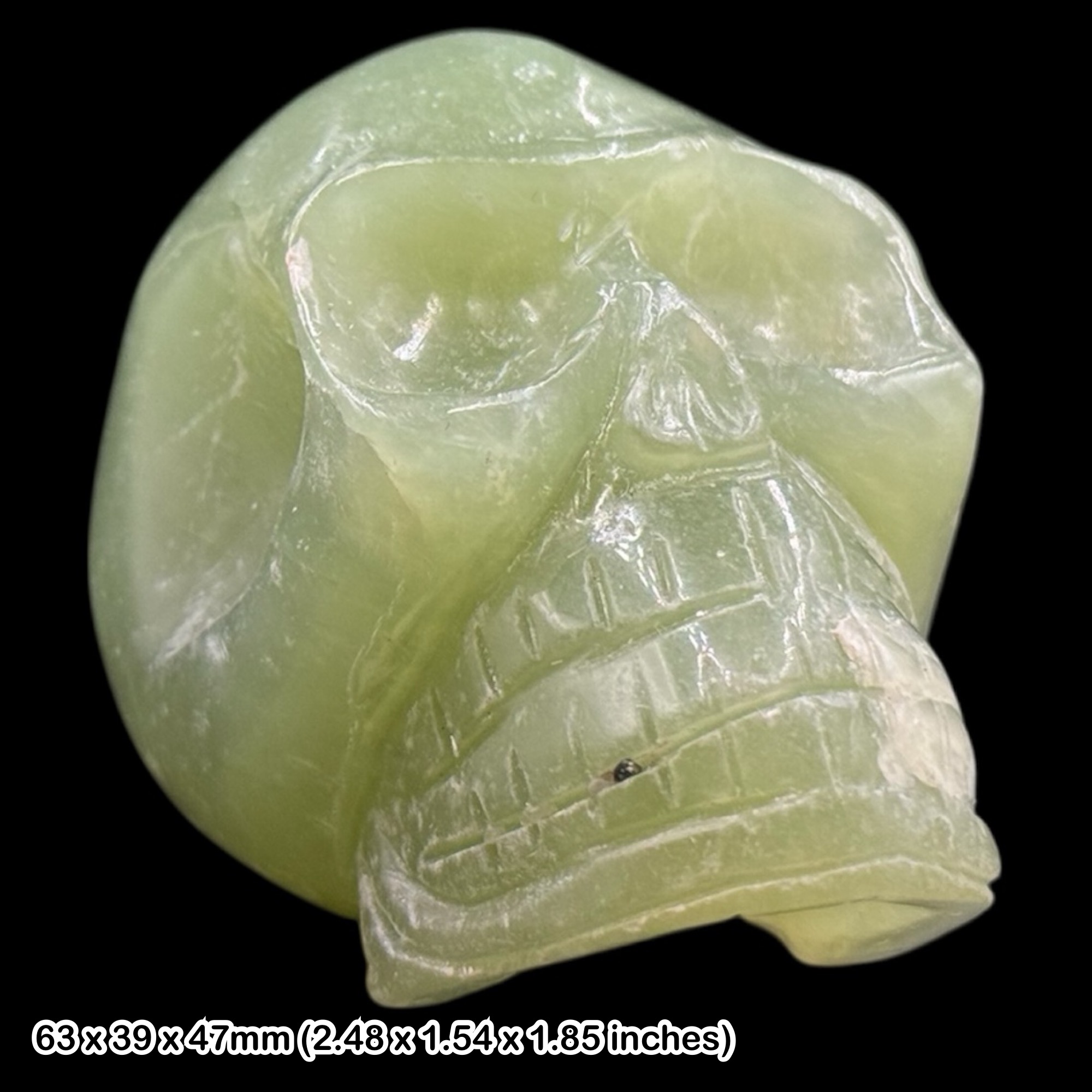 Green Calcite Skull Carving Genuine Green Crystal Sculpture Natural Mineral Stone With Certificate of Authenticity