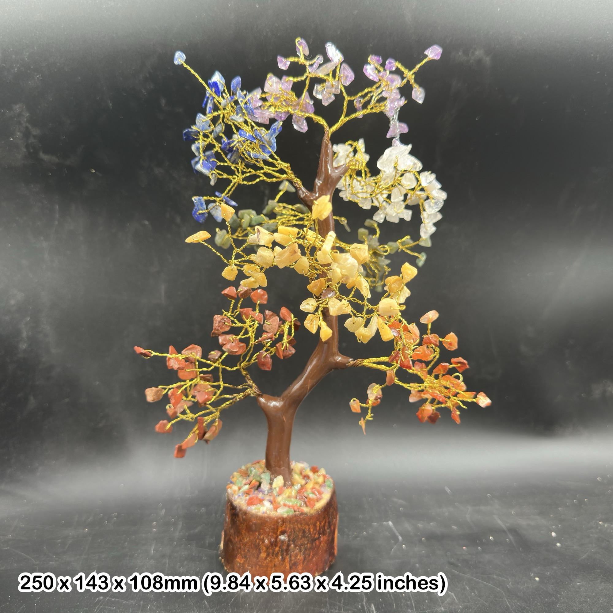 Large Mixed Gemstone Gemchip Tree Natural Crystal Decoration | Genuine Gemstone Wire Tree Sculpture with Certificate of Authenticity