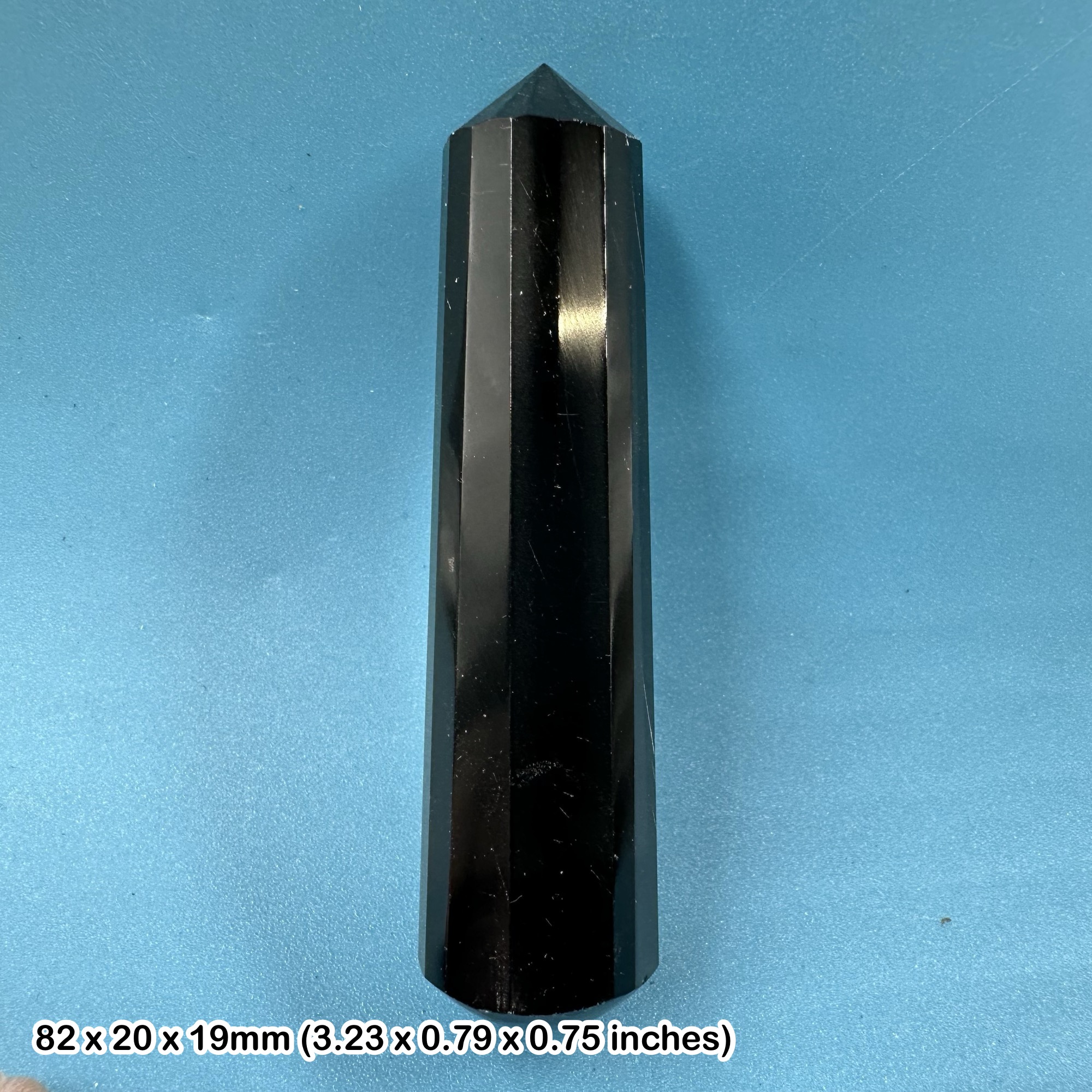 Black obsidian crystal massage wand - faceted, genuine Spiritual mineral for spiritual energy