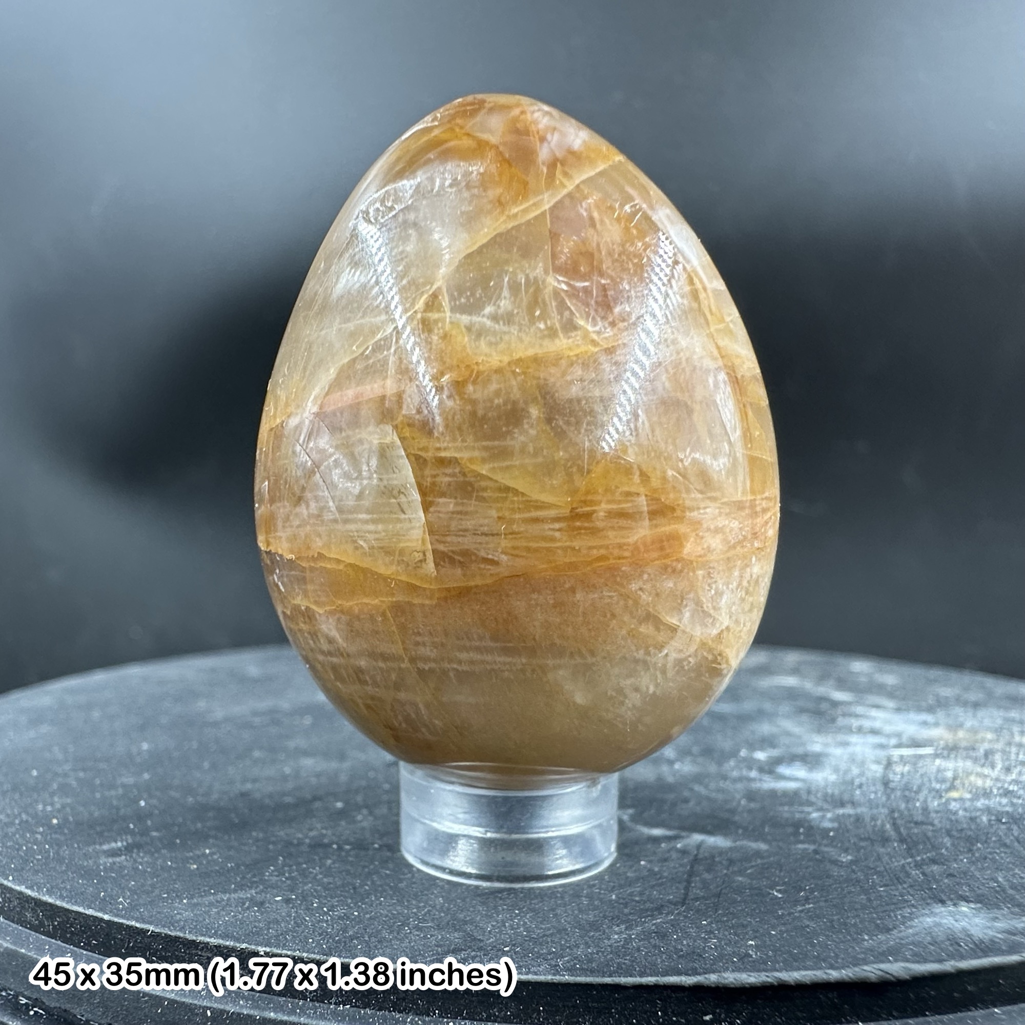 Peach Moonstone Egg Madagascar Feldspar Crystal Polished Gemstone Egg Natural Collector Display Stone with Certificate Authenticity