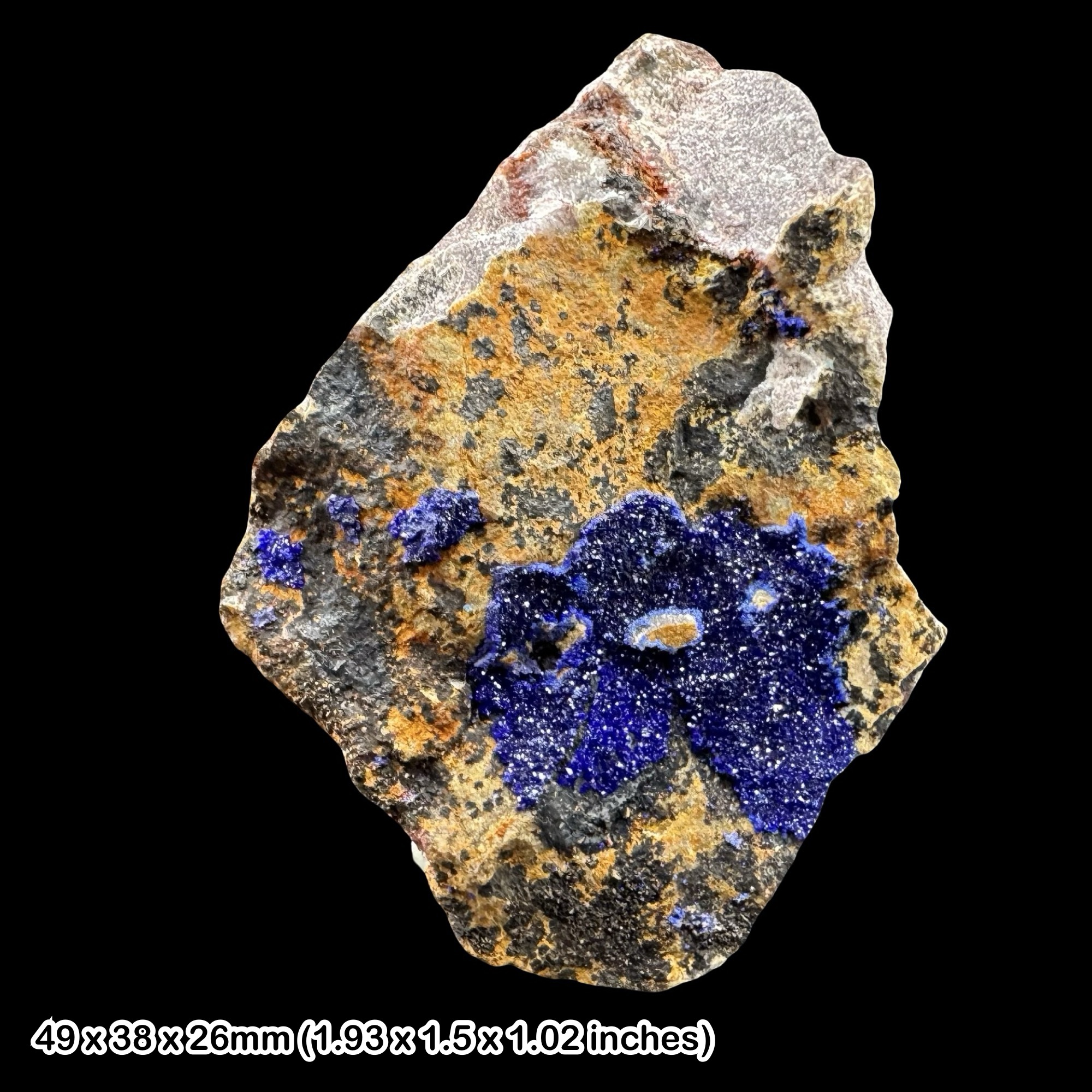 Azurite Crystal on Matrix Morocco Natural Blue Copper Mineral Specimen Raw Display Piece Genuine Collector Stone with Certificate