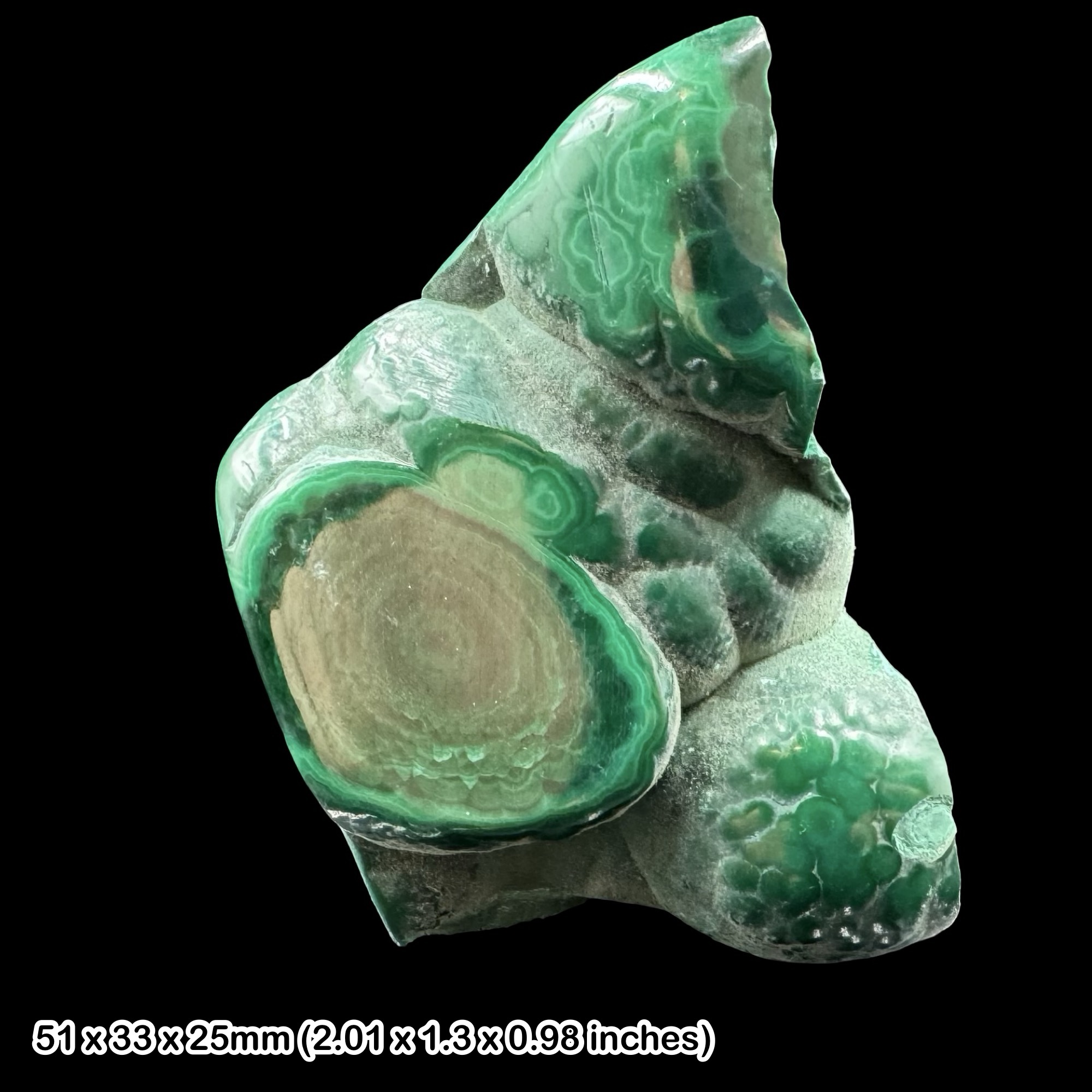 Malachite Crystal Congo Natural Green Banded Copper Mineral Specimen Polished Display Stone Genuine Collector Piece with Certificate