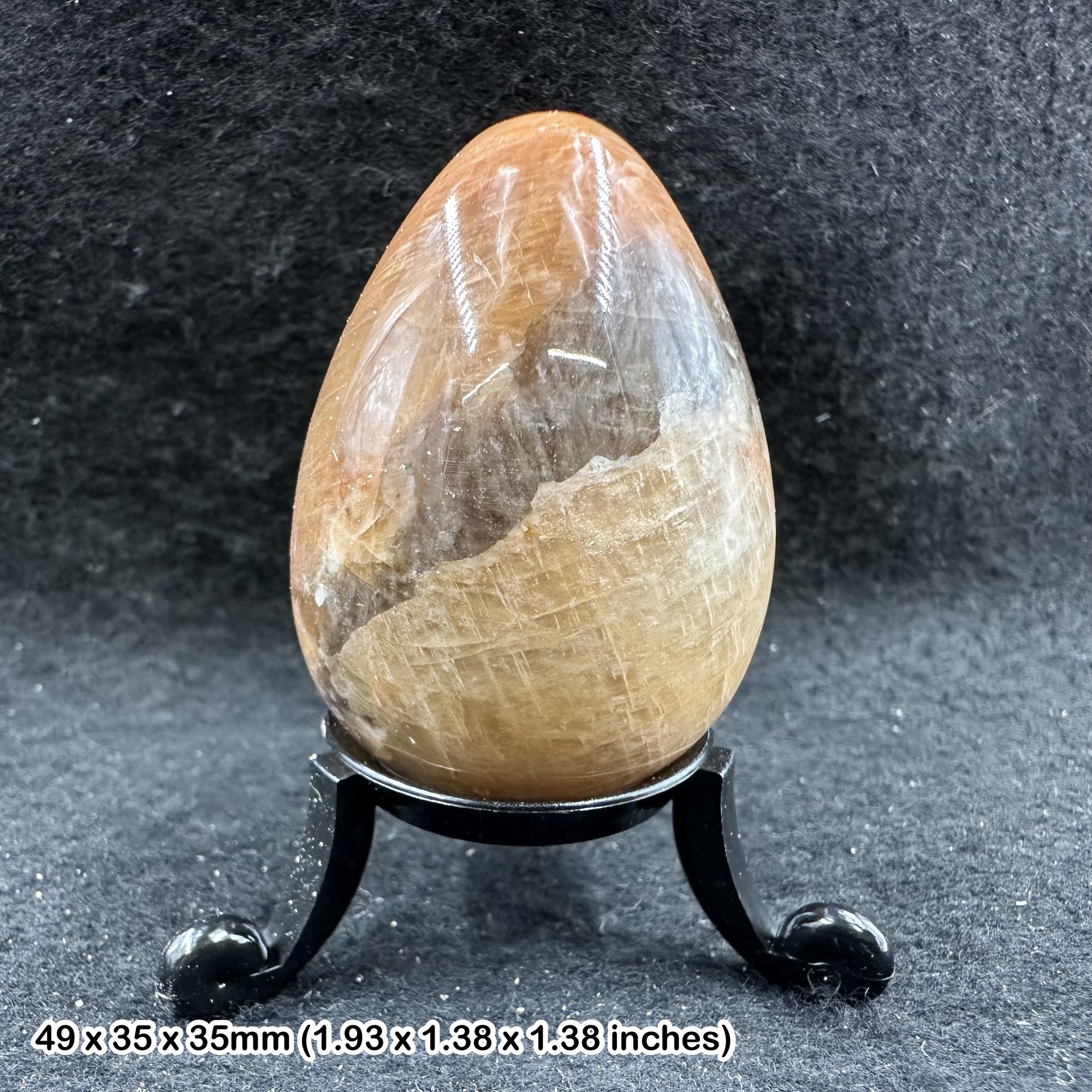 Peach Moonstone Egg Crystal from Madagascar Genuine Polished Feldspar Display Specimen COA