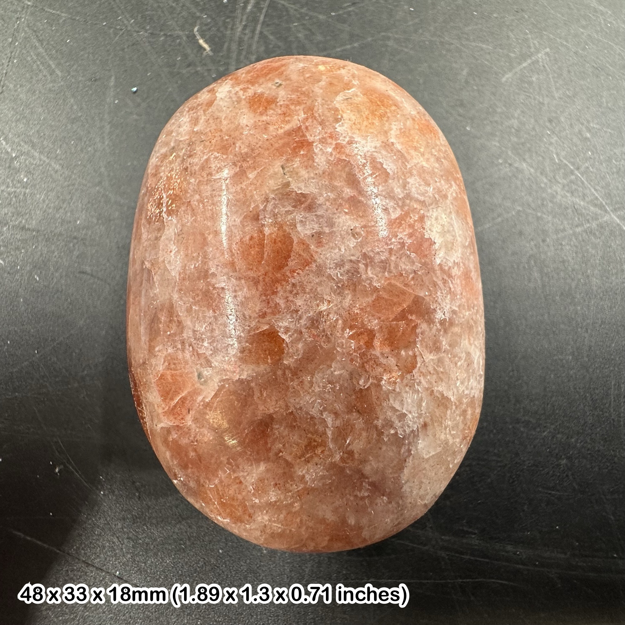 Sunstone pebble crystal - natural polished mineral from madagascar w/ coa - genuine specimen
