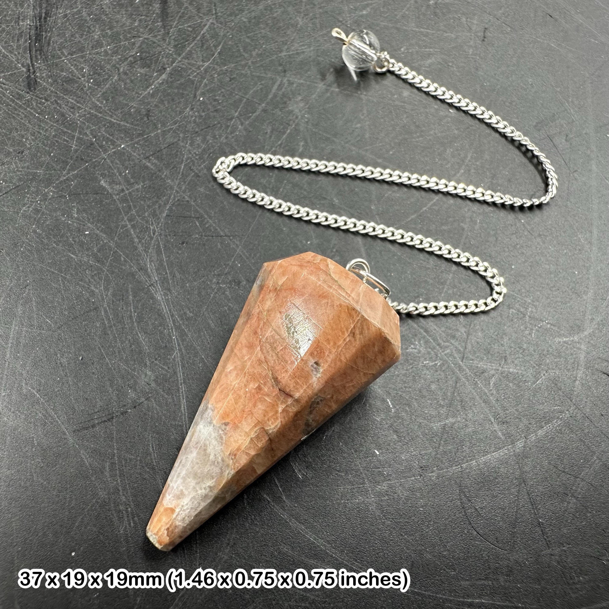 Pink Moonstone Faceted Pendulum Natural Feldspar Crystal Divination Tool