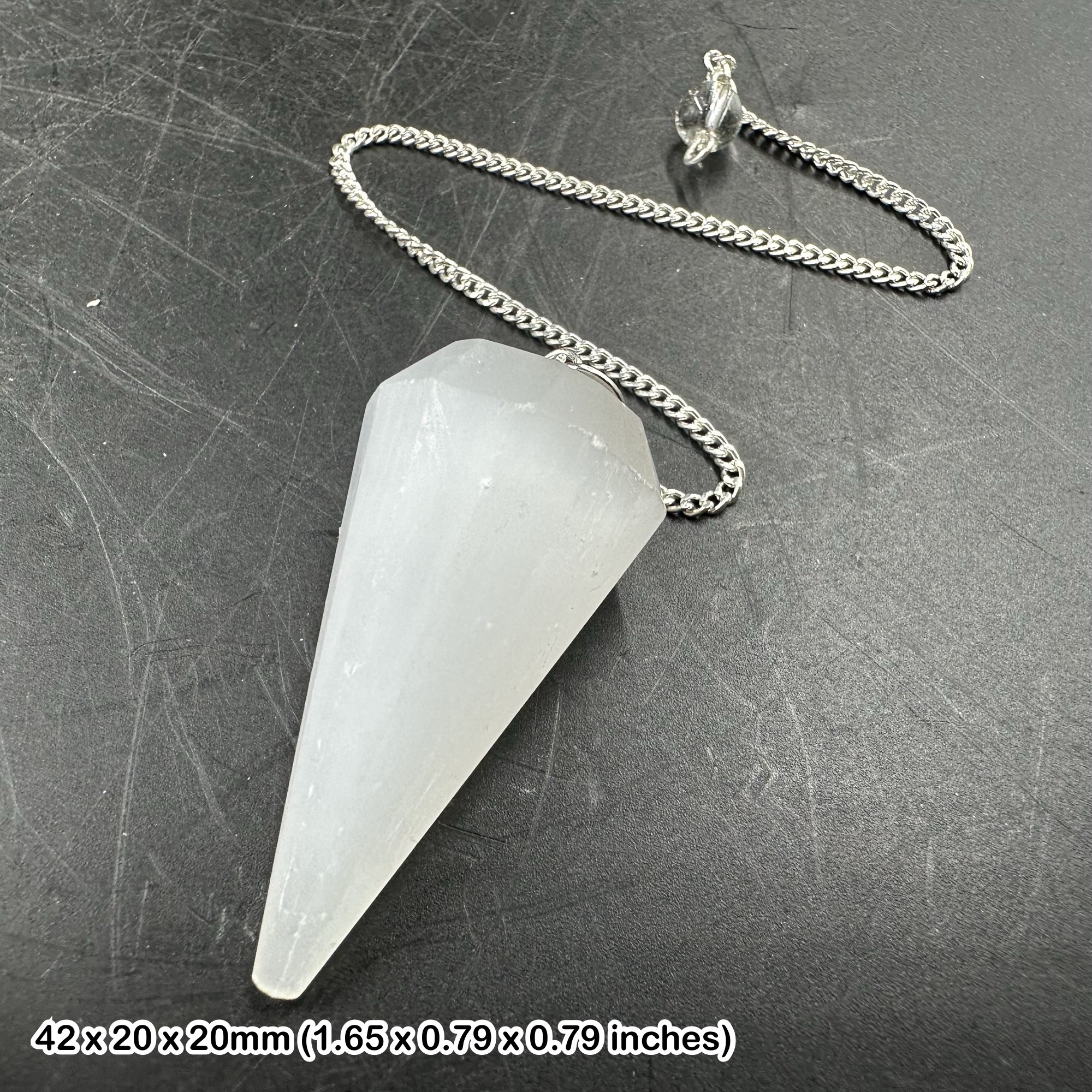 Selenite Faceted Pendulum Natural Gypsum Crystal Divination Tool Mineral