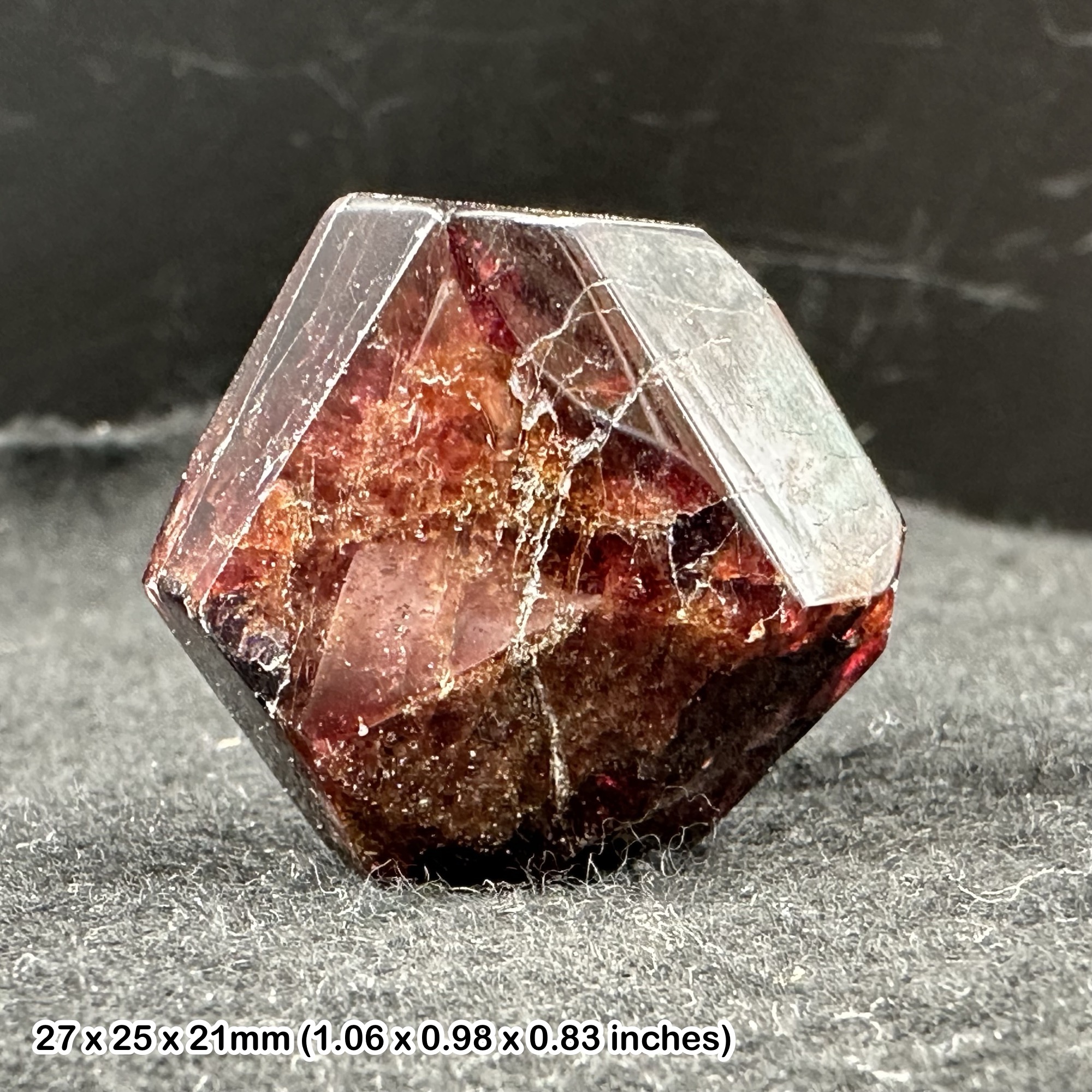 Natural Garnet Crystal Polished Dodecahedron Deep Red Almandine Mineral Genuine Almandine Garnet Polished Crystal Display Piece
