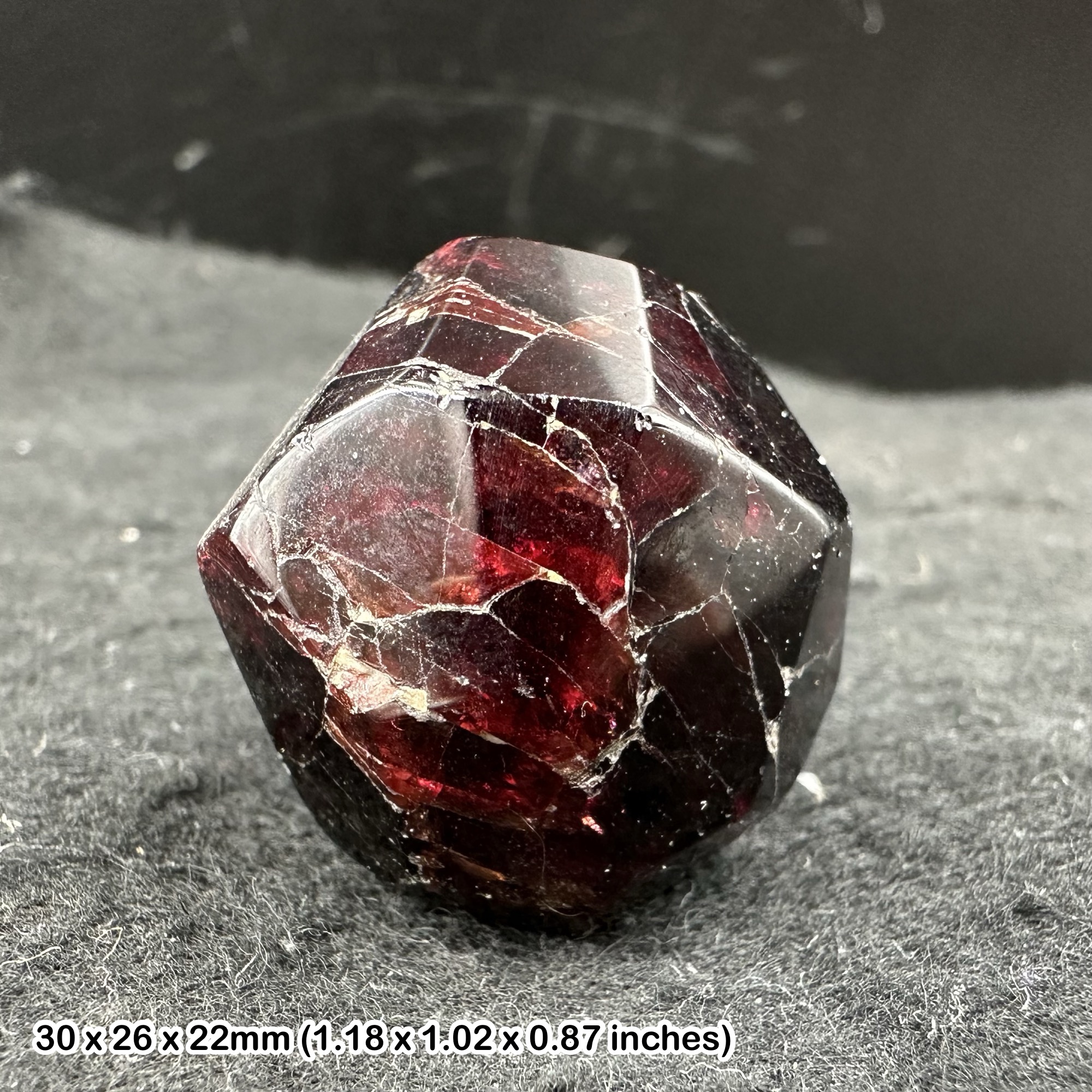 Natural Garnet Crystal Polished Dodecahedron Deep Red Almandine Mineral Genuine Almandine Garnet Polished Crystal Display Piece