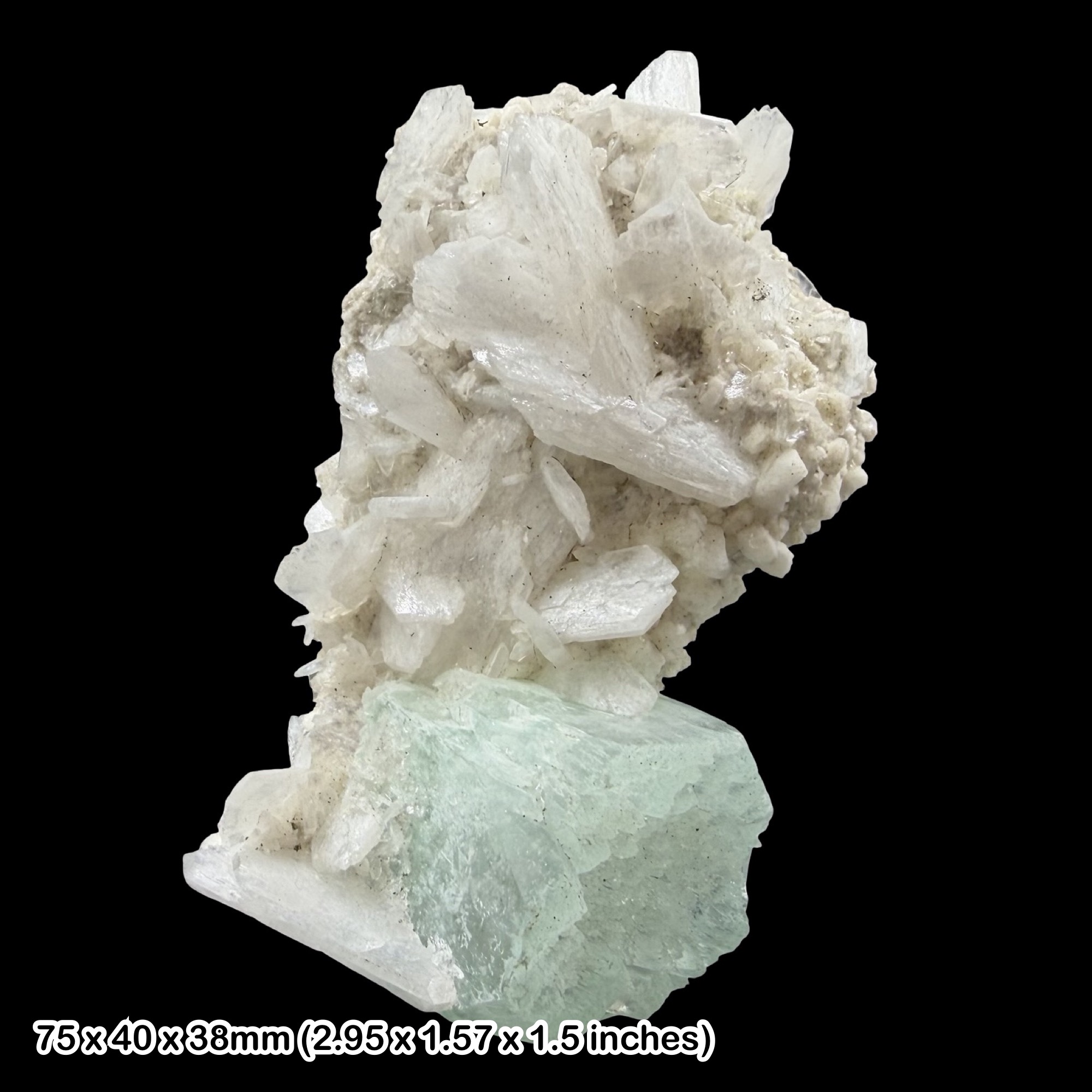 Green Apophyllite Crystal on Matrix Maharashtra India Mineral Specimen Genuine Green Apophyllite Cluster on Matrix Display Piece
