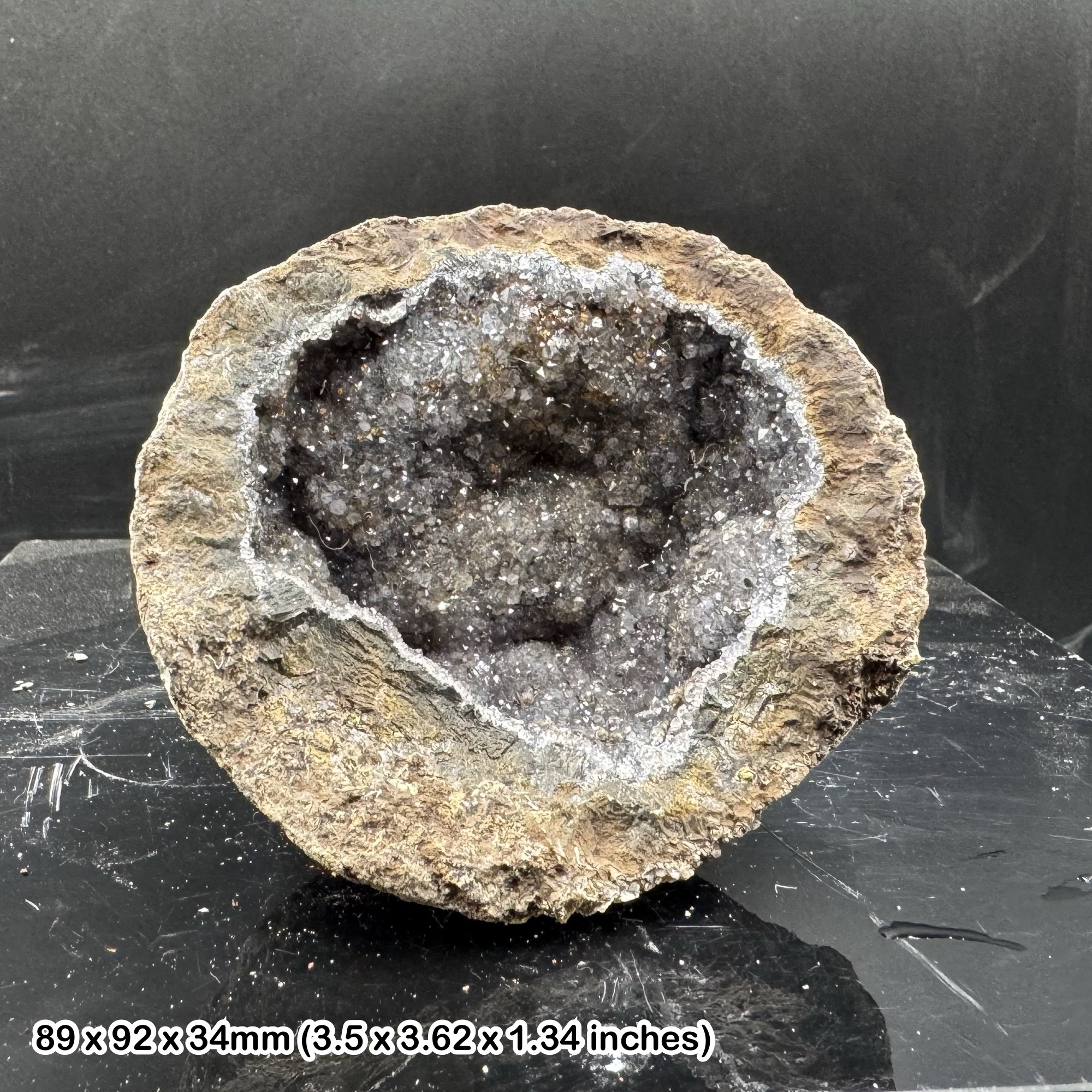 Quartz Geode Druzy Quartz Lining Natural Crystal Mineral Specimen Collectors Display Piece with Certificate of Authenticity Genuine Quartz