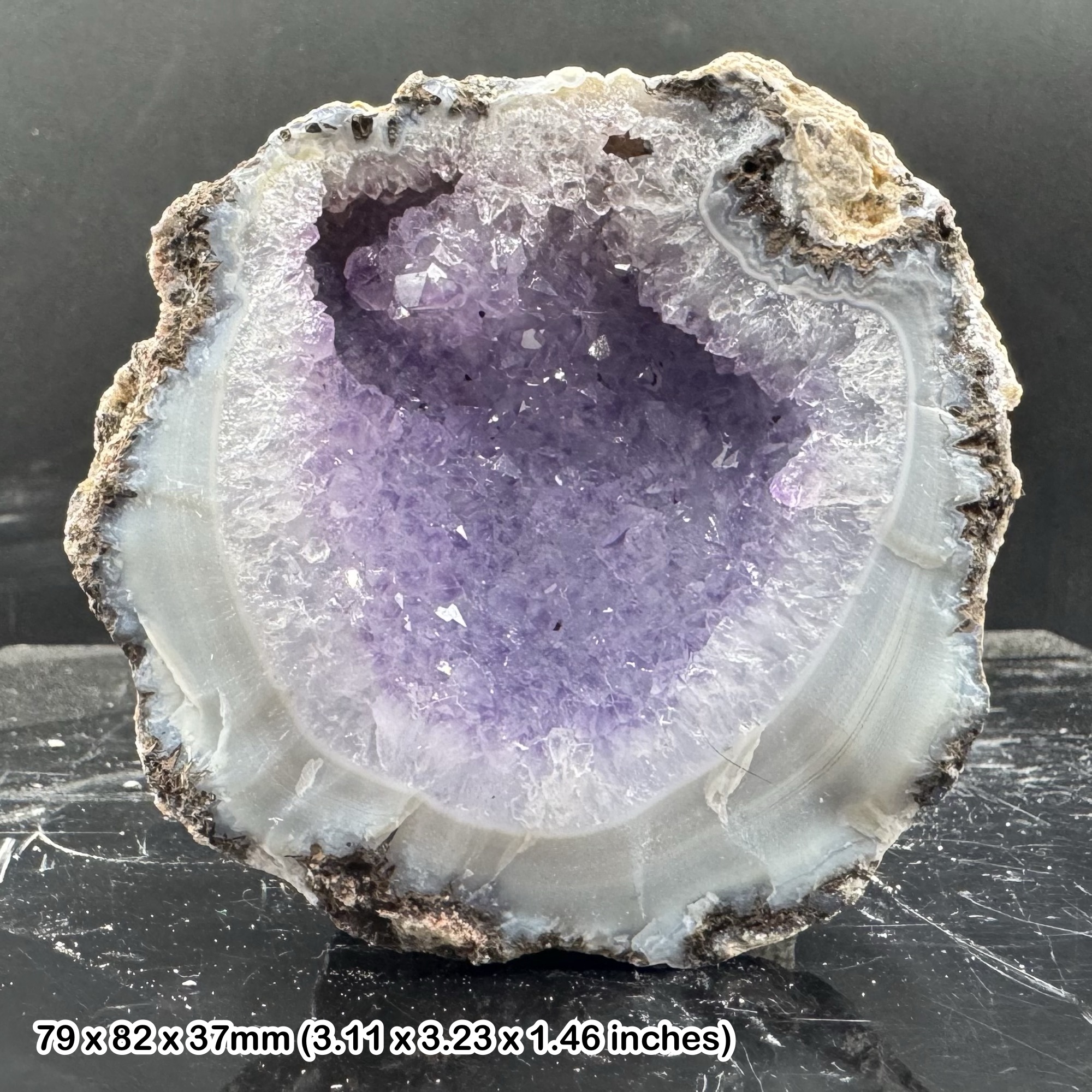 Amethyst Crystal Geode Slice Natural Purple Quartz Mineral Specimen Display Piece with Certificate of Authenticity Genuine Amethyst