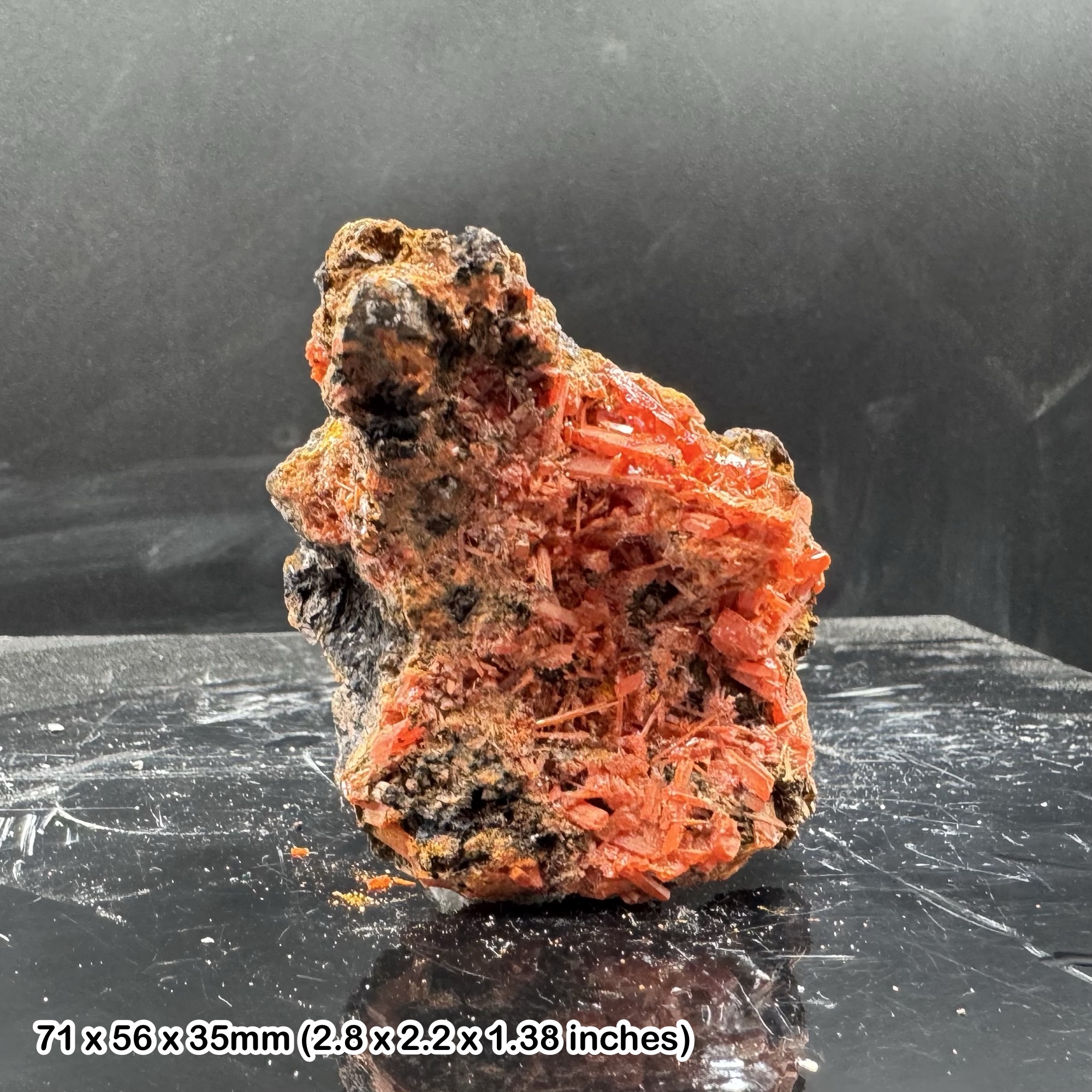 Crocoite Crystal Natural Red Lead Chromate Mineral Specimen Collectors Display Piece with Certificate of Authenticity Genuine Crocoite