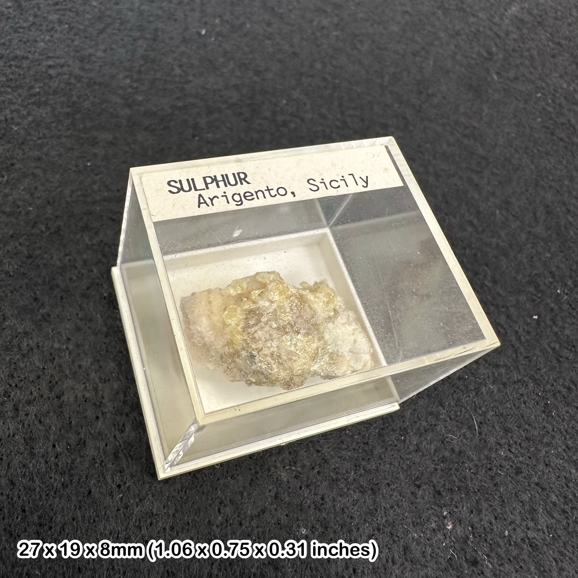 Sulphur Crystal Sicily Natural Yellow Mineral Specimen Collectors Display Piece with Certificate of Authenticity Genuine Native Sulfur