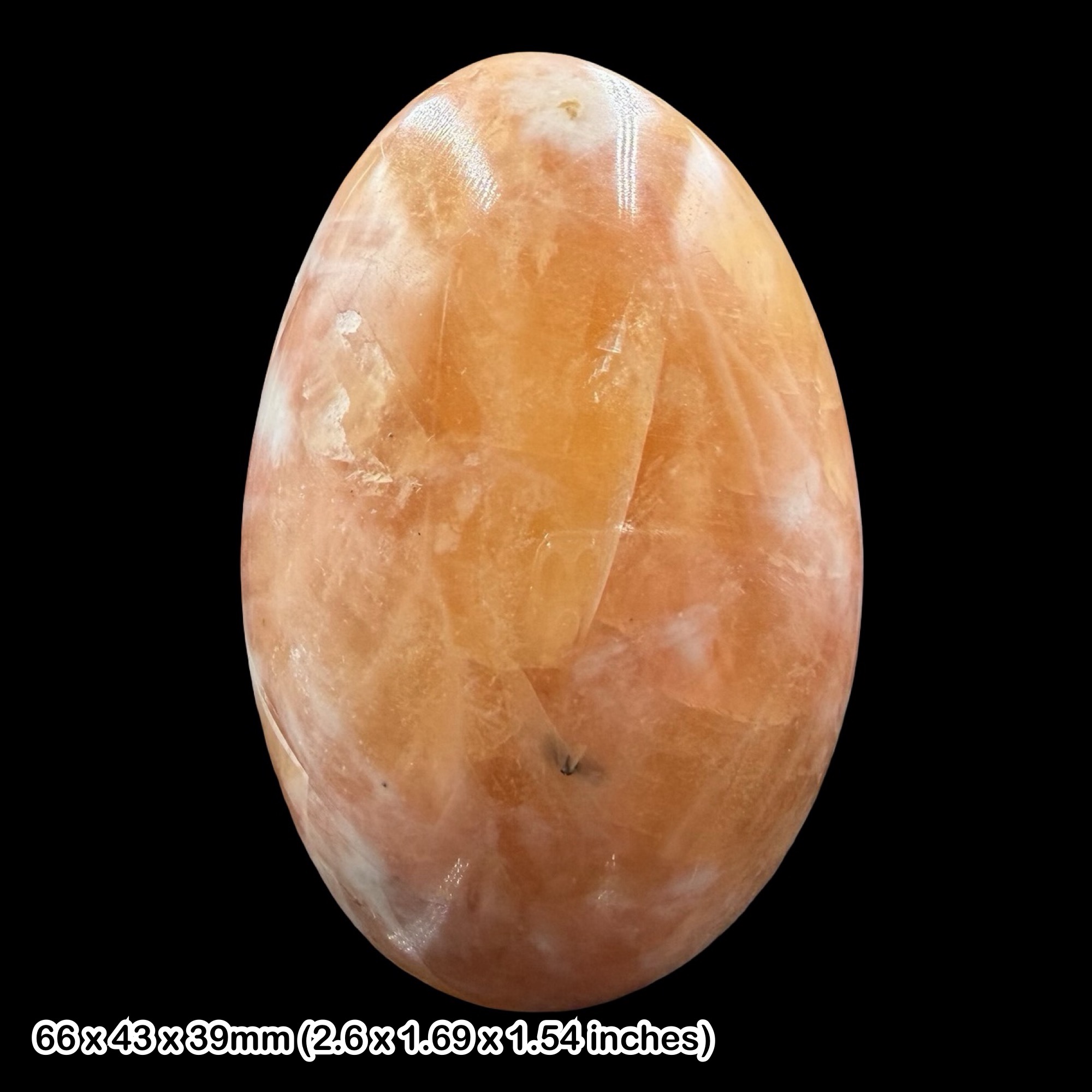 Orange Calcite Polished Egg Genuine Calcite Crystal Mineral Display Stone with Certificate of Authenticity