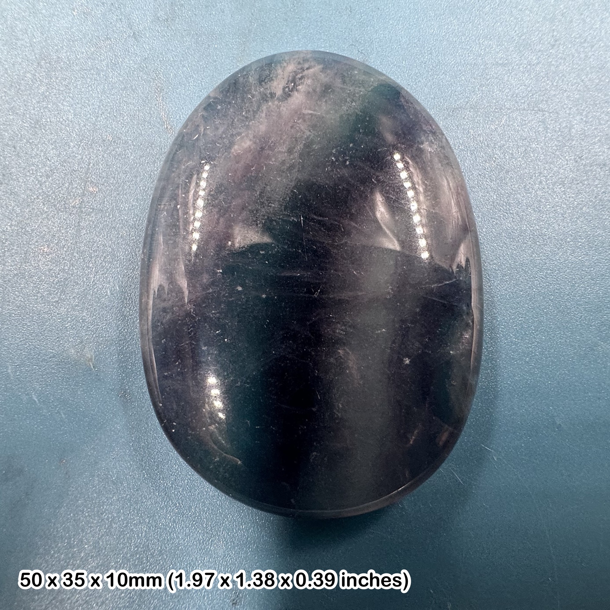 Rainbow Fluorite Worry Stone Palm Stone 40–50mm Natural Crystal Mineral | Genuine Polished Fluorite Gemstone with COA
