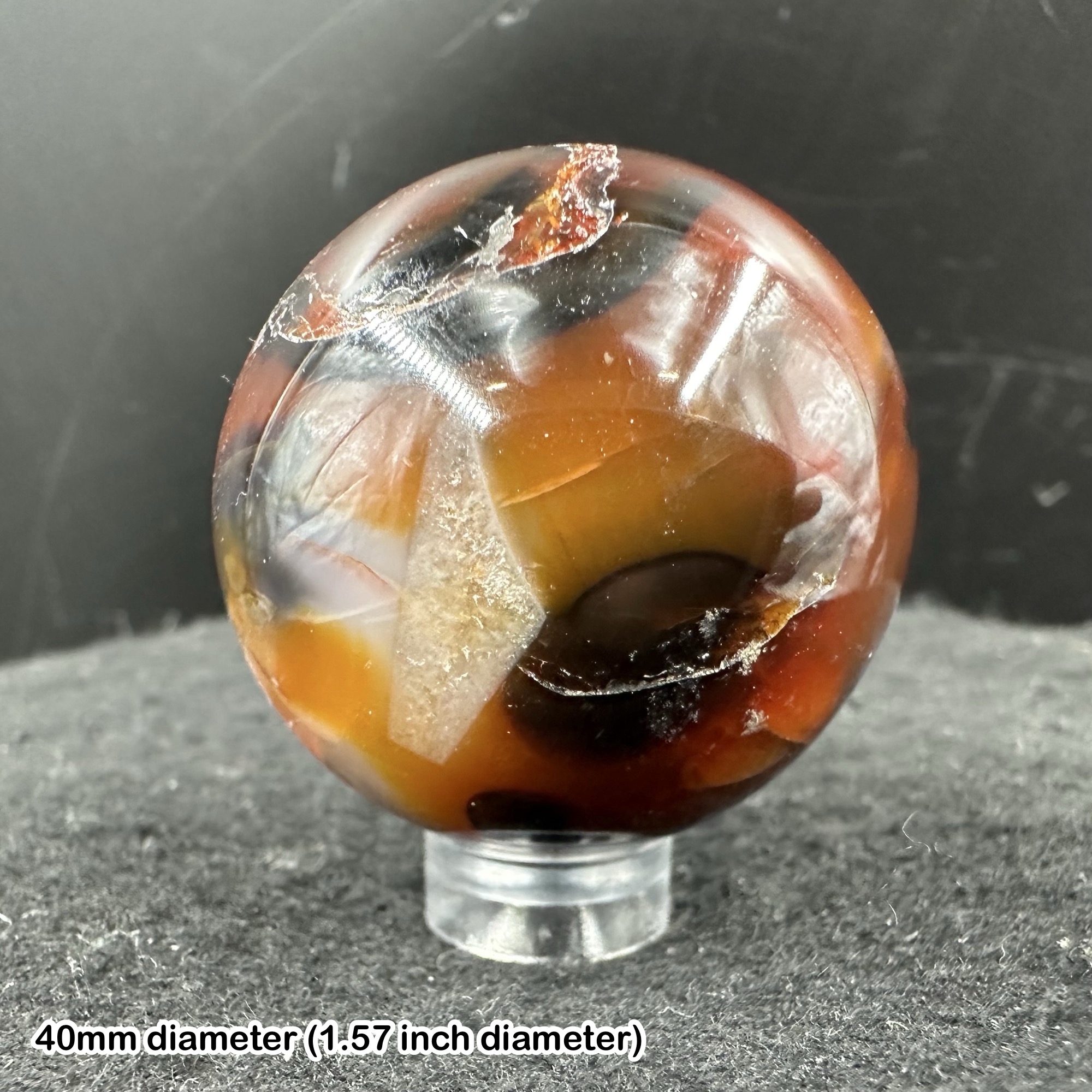 Carnelian Sphere Crystal Madagascar COA Included