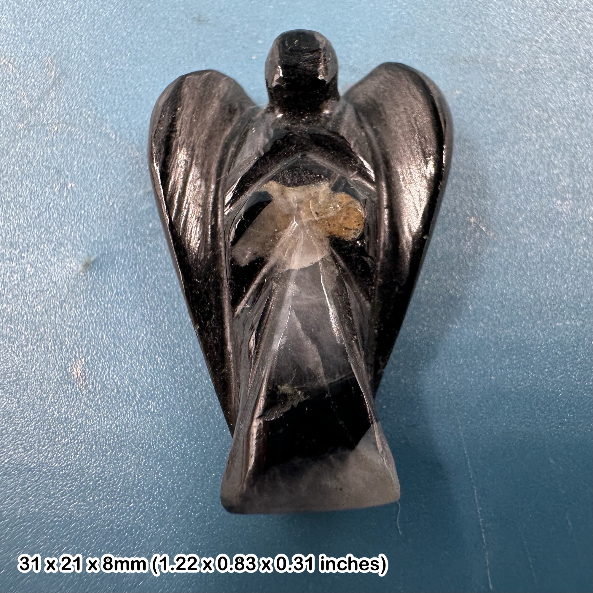 Black Tourmaline Angel Carving Pocket Tourmaline Crystal Figurine Natural Schorl Mineral