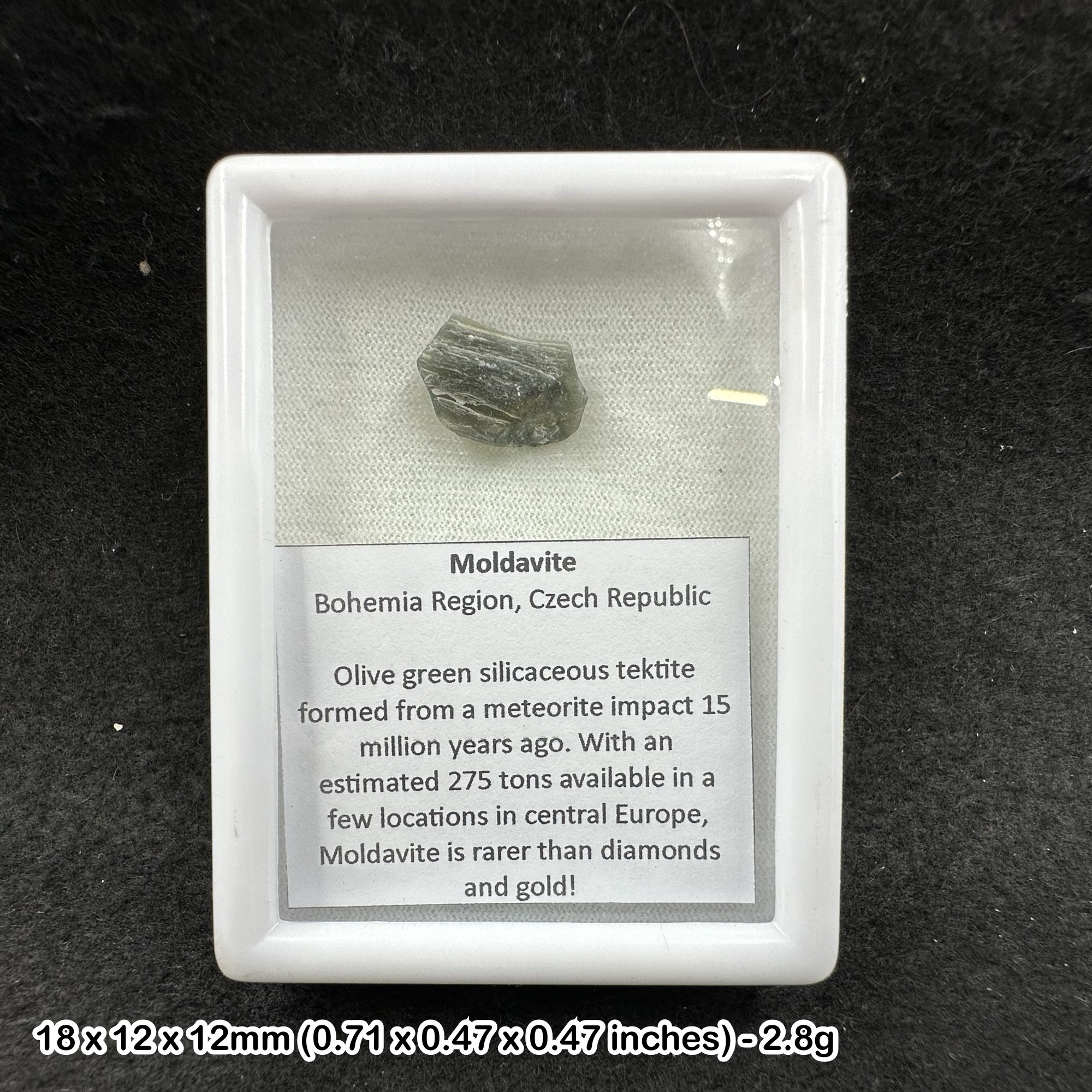 Moldavite tektite stone rare genuine crystal, certified