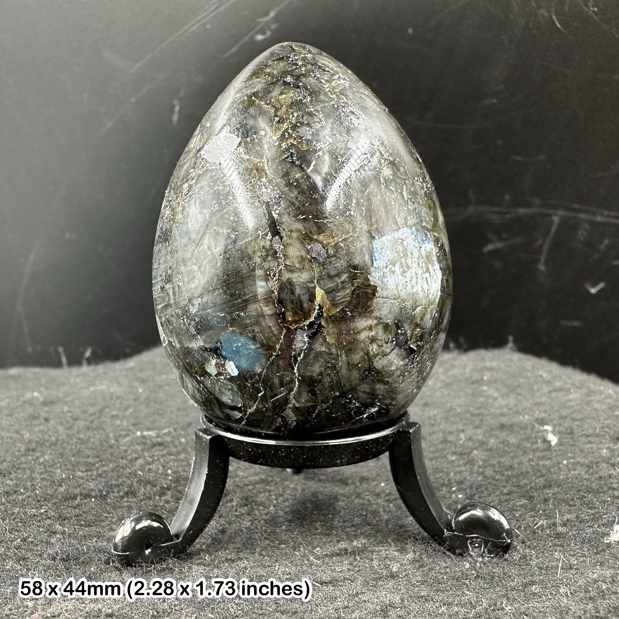 Larvikite Crystal Egg Polished Norwegian Larvakite Feldspar Stone Genuine Specimen with Certificate of Authenticity
