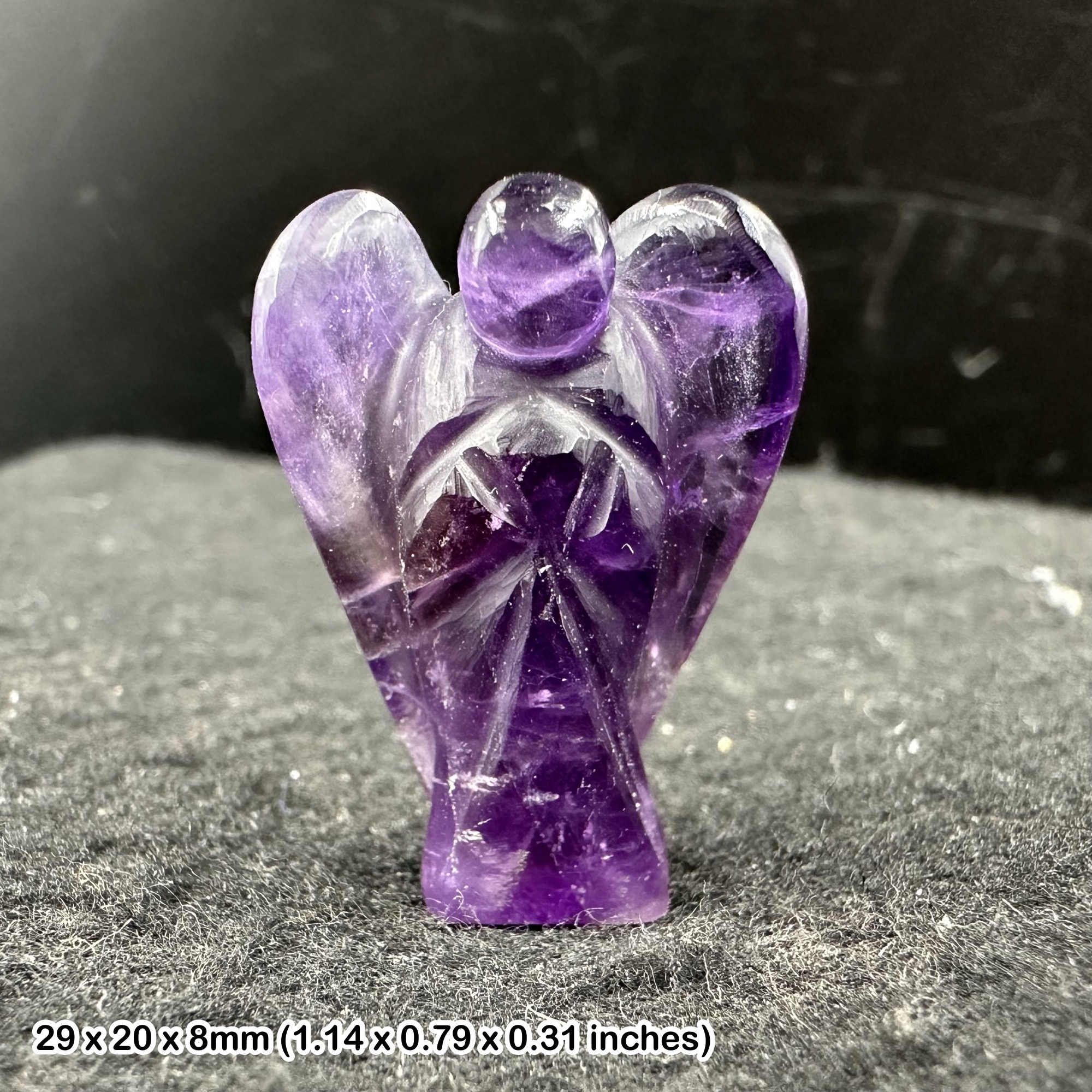Amethyst Crystal Pocket Angel Carved Purple Quartz Mineral Figurine Collectors Stone Decorative Crystal Display Gift Specimen