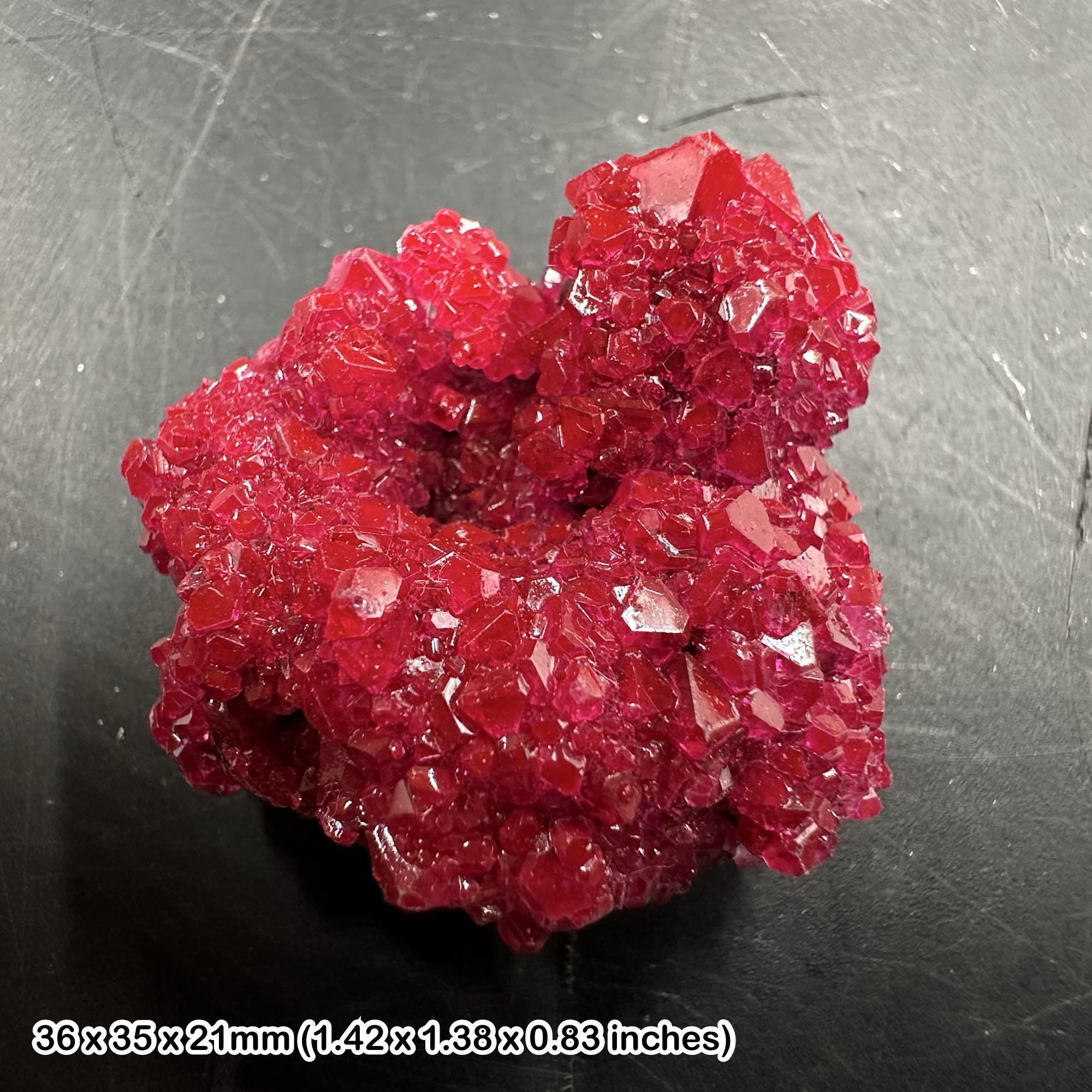 Chalcanthite crystal - lab-grown red copper sulfate - poland - genuine specimen + coa